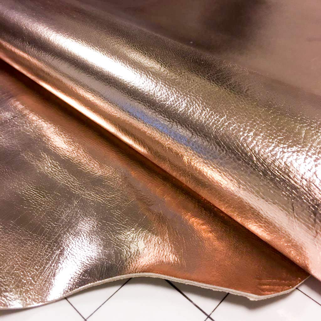 Real Rose Gold Metallic Leather: Genuine Shiny Leather Material for Sewing, Crafting and Jewelry Making (Rose Gold, 12x24In/ 30x60cm)
