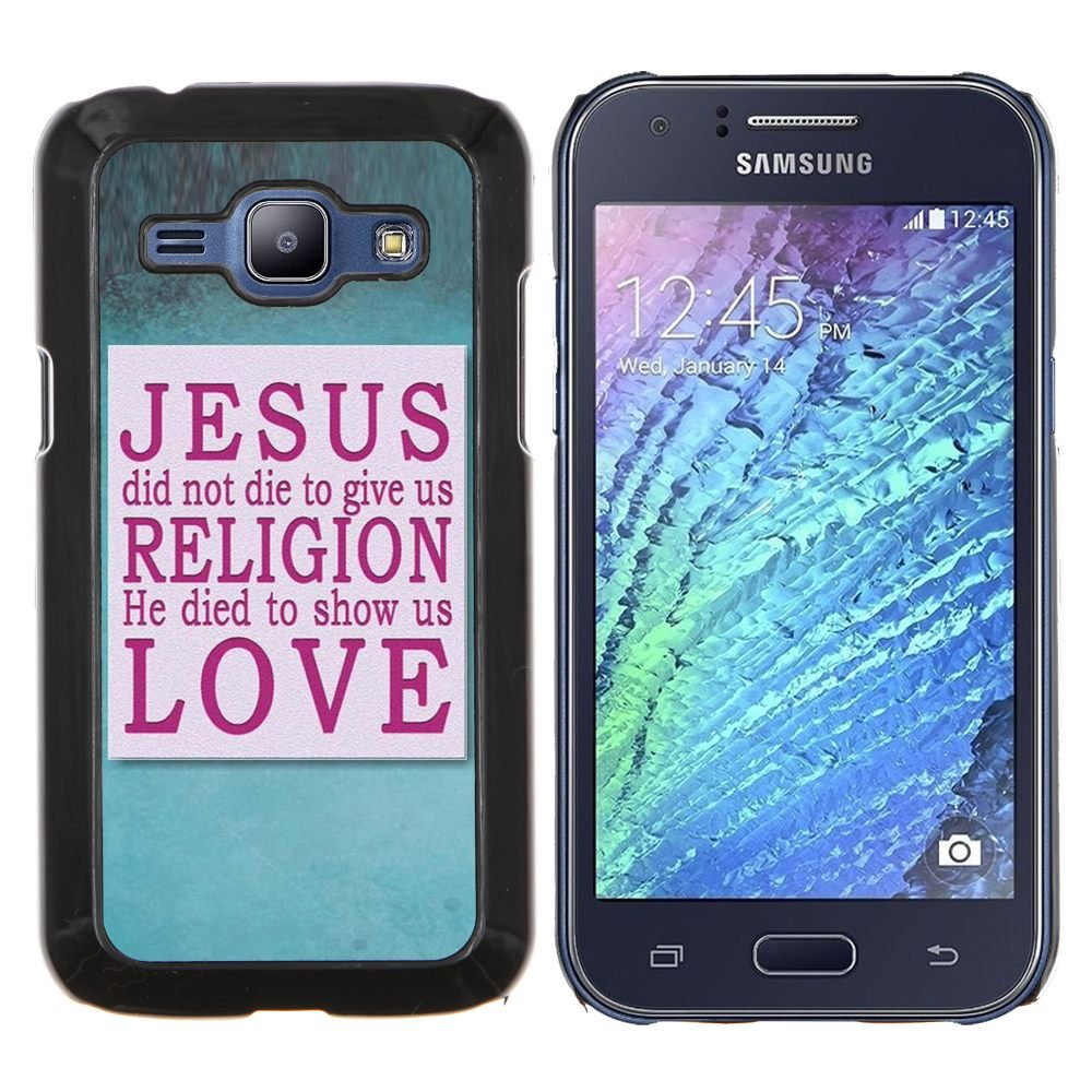 Samsung Galaxy J1 / J100 , Luminous-Blue - Hard Plastic Back Case Cover Shell (Jesus)