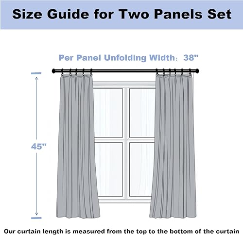 Miniatura 35 de Erosebridal Cortinas opacas de moda de los años 90, 30 % a 50 % para dormitorio, cortina de ventana con cinta de radio retro, tratamientos de Negro