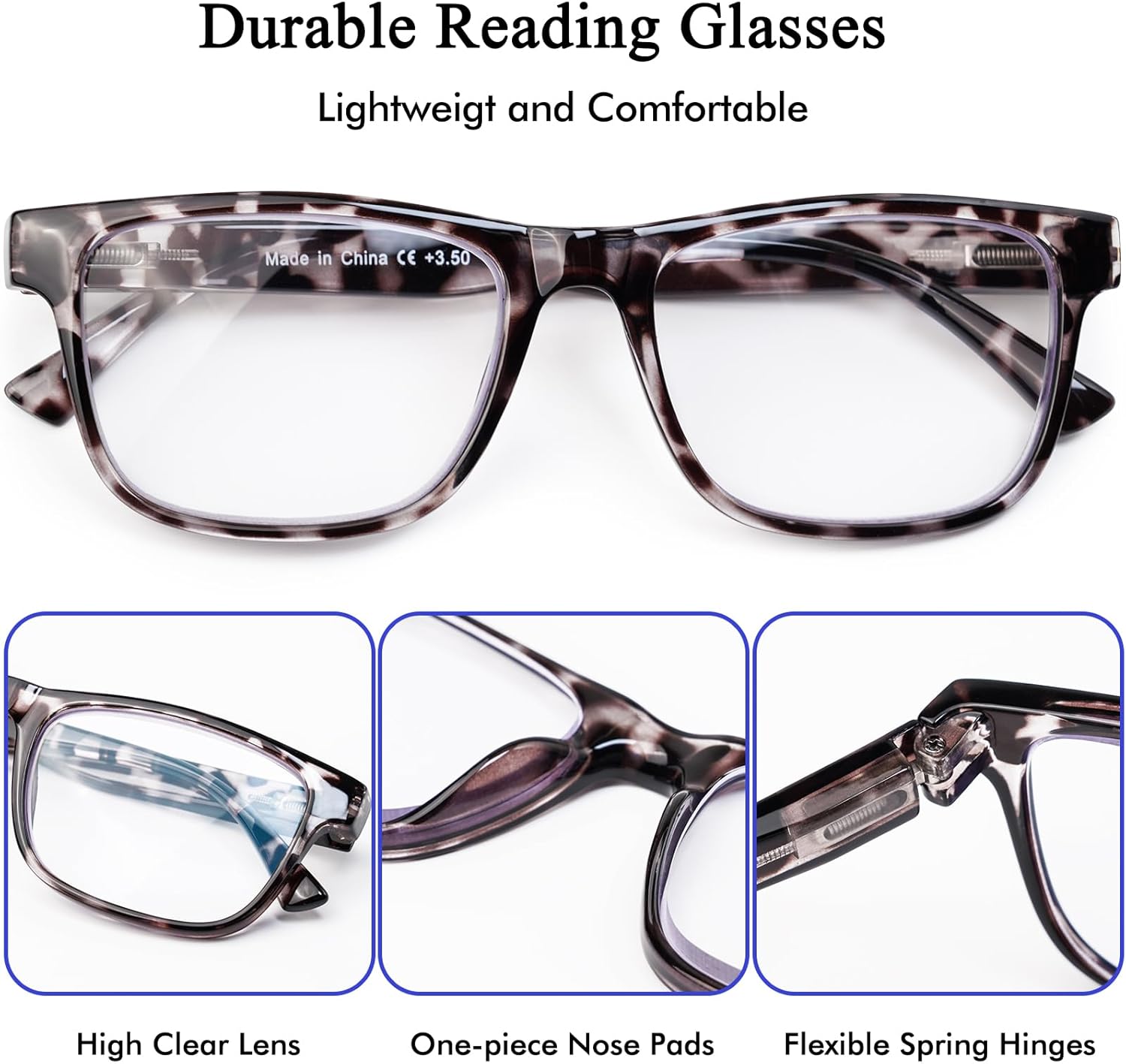 5 Pack Oversized Blue Light Blocking Reading Glasses Men Large Square Wide Readers for Men Big Head/Large Face - Image 6