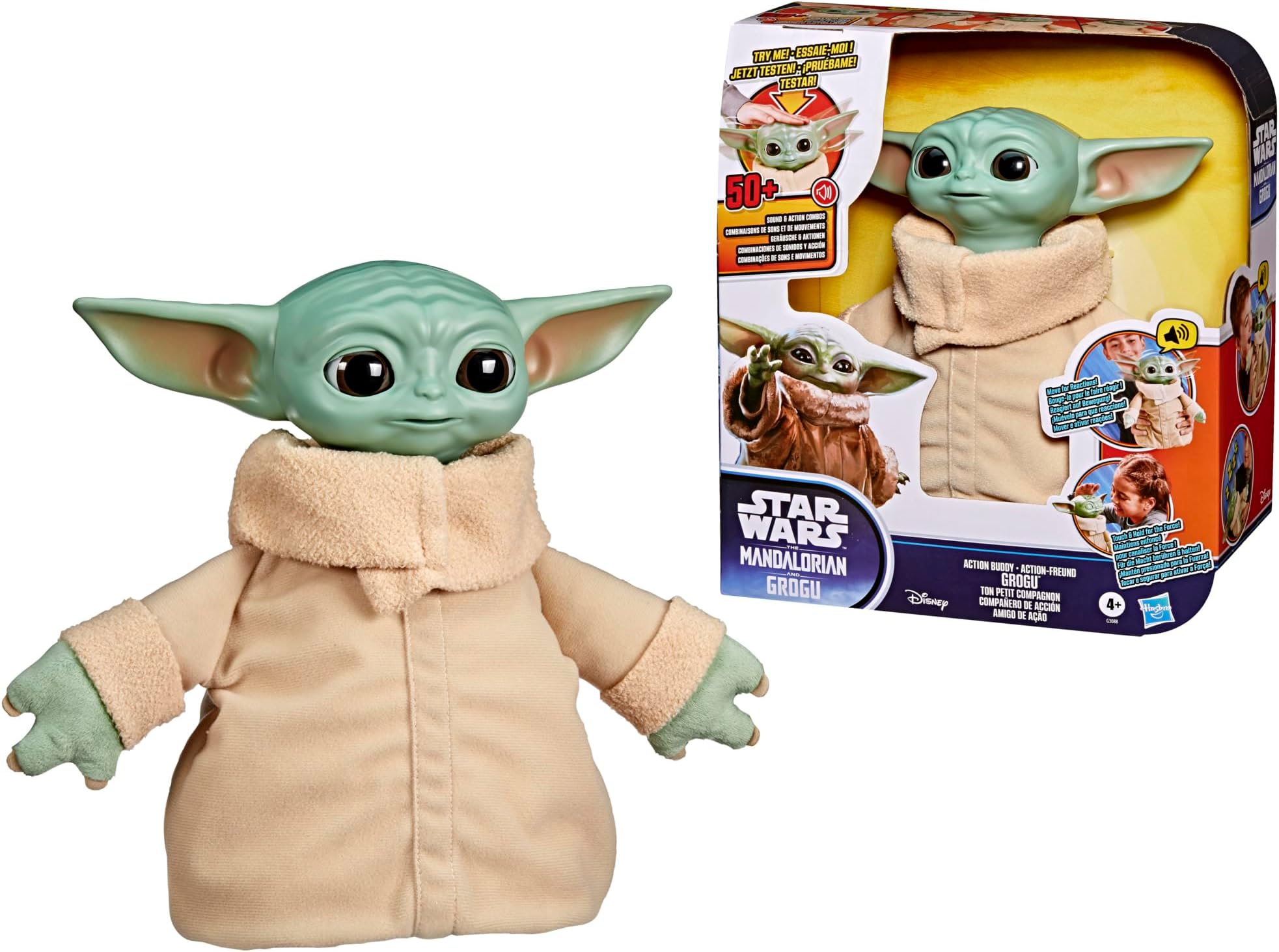 Star Wars Action Buddy Grogu 25-cm Animatronic, Interactive Plush, Action Figure, The Mandalorian & Grogu Toys for Kids Ages 4+