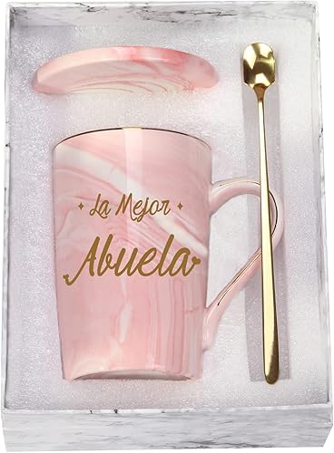 Miniatura 8 de WENSSY La Mejor Abuela - Taza de regalo para el día de la madre y cumpleaños, 14 onzas, color rosa con caja de regalo