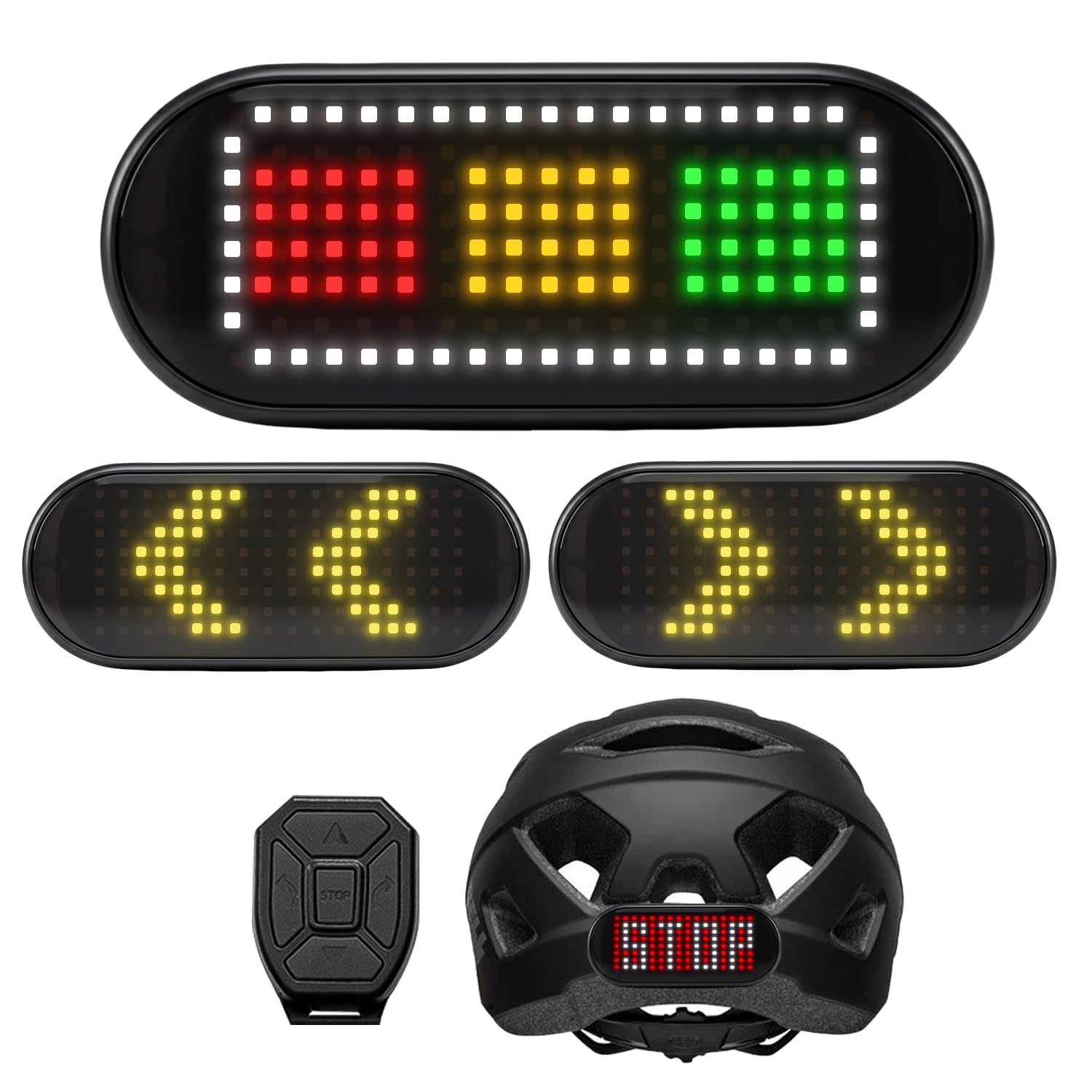 Docgari Bike Helmet Light - Smart Helmet Accessories for Motorcycle, Scooter, Ebike, Snowmobile - Safety Warning LED Screen with Remote Control, Panel