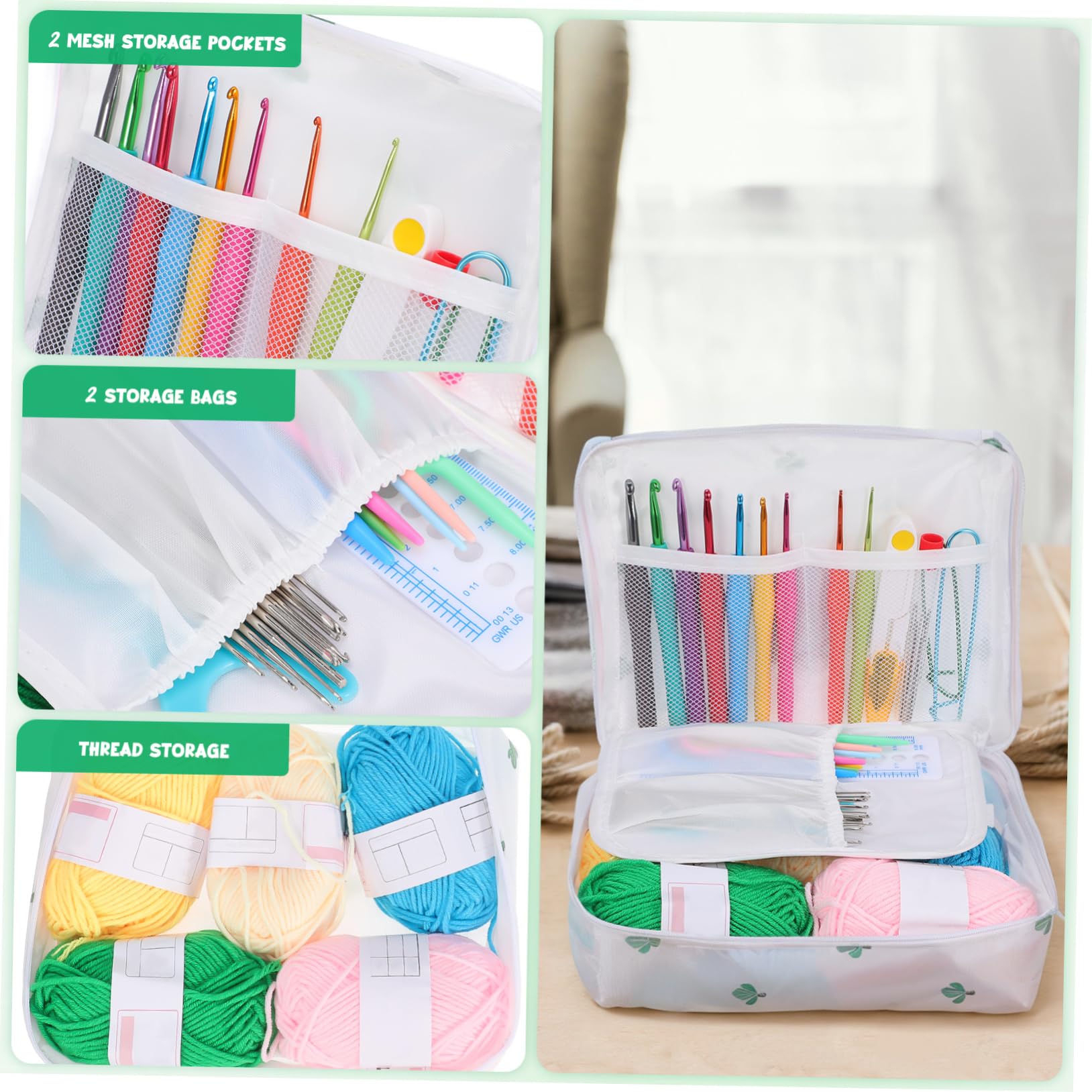 DIYEAH Uncinetto Completo per Principianti con Filati Ferri e Accessori Inclusi in Borsa Portatile per Lavoro Maglia Ferri