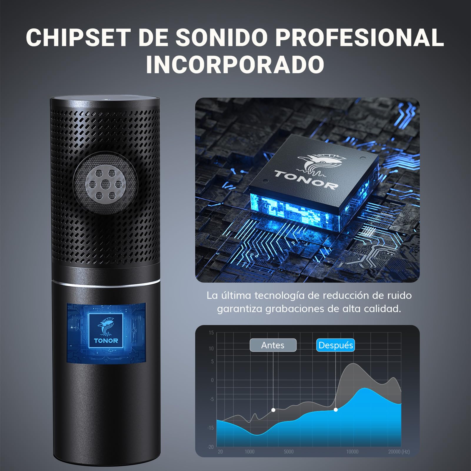 TONOR PC Micrófono de Condensador, USB Micro con Brazo para Streaming, Patrón Polar Cardioide para Podcast, Gaming, Música, Grabación,Conferencia y Youtube, Set de Mic Profesional con Soporte Q9