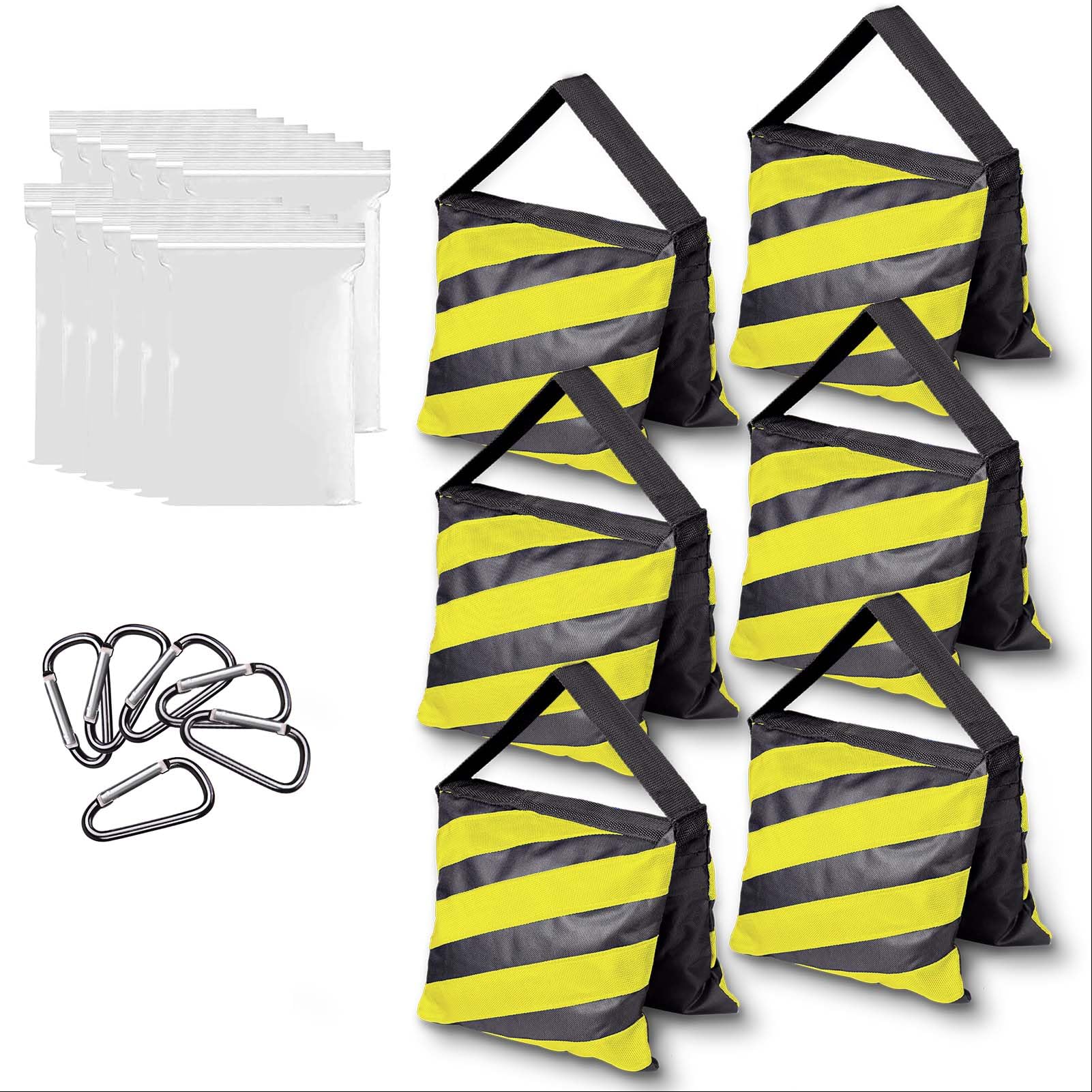 EMART 6 Pcs Borsa di Sabbia Resistente per Studio Fotografico e Video, Treppiedi, Giardino - Giallo e Nero