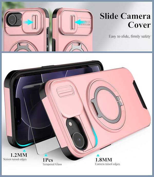 Nvollnoe for iPhone 17e Case/iPhone 16e Case with Slide Camera Cover Pink by Nvollnoe - Used condition - Image 3