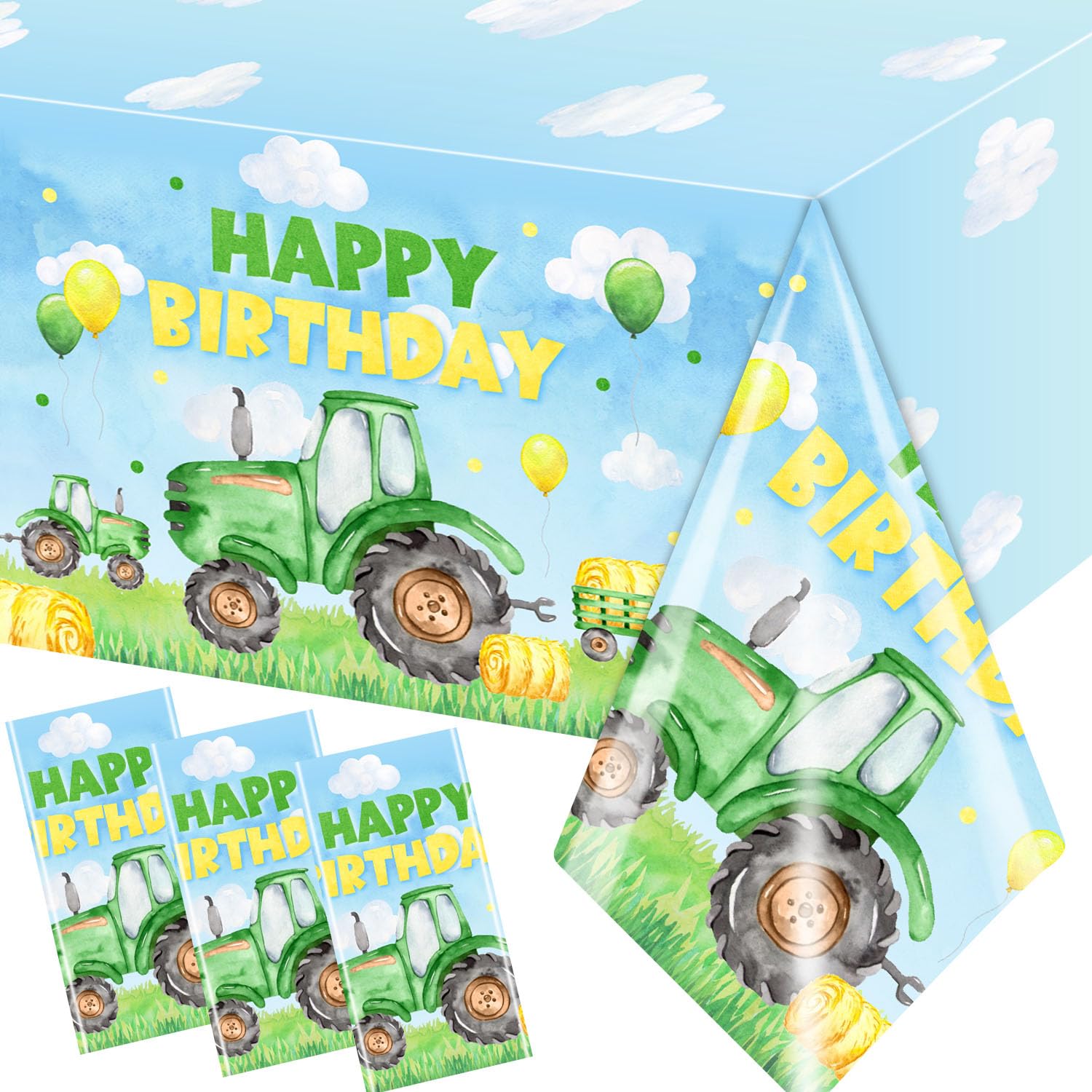 Tractor Birthday Decorations 3pcs Tractor Party Tablecloths Birthday Table Cover for Boys Birthday Baby Shower Party Favors Supplies
