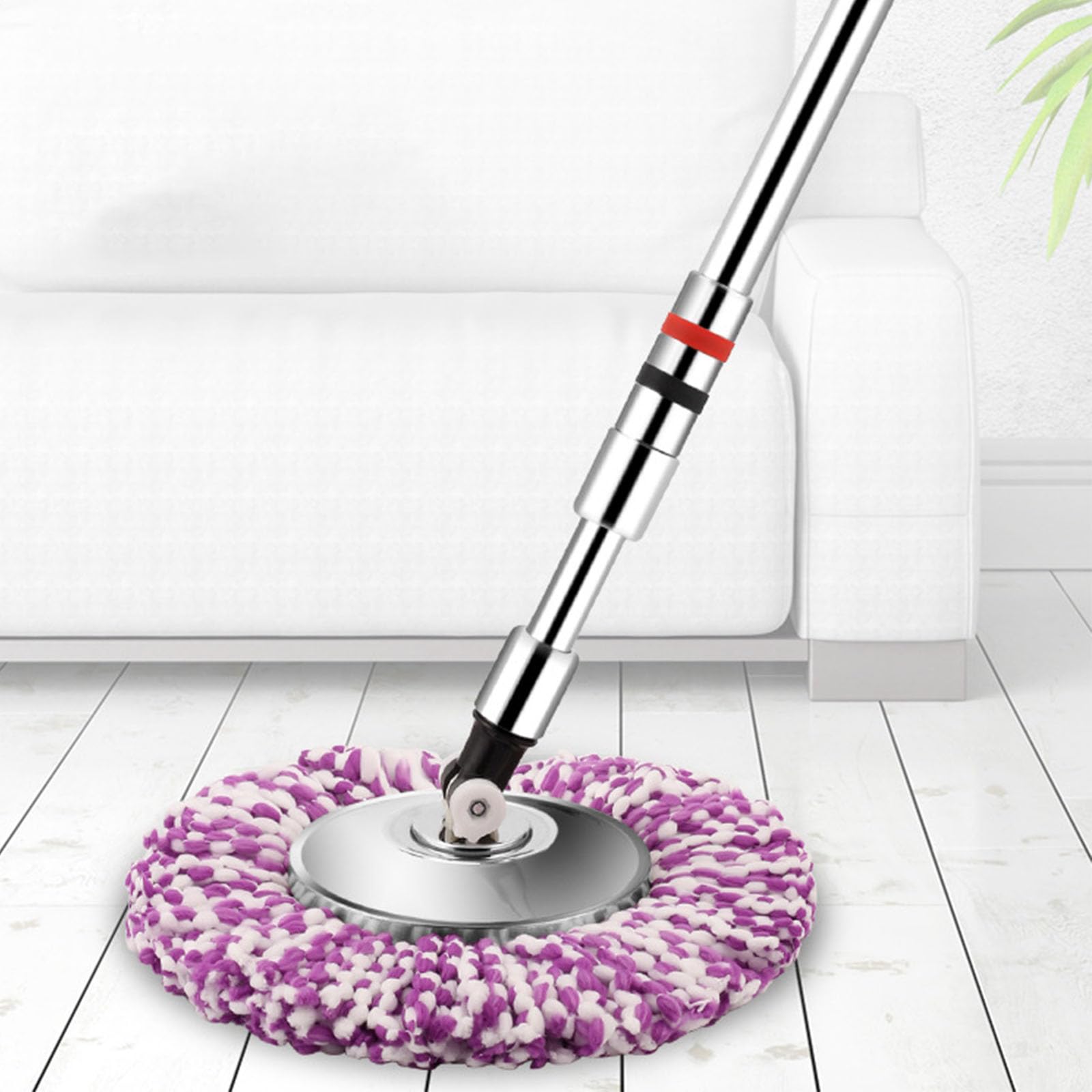 Balai à franges rotatif avec technologie de séchage centrifuge, mécanisme facile à presser, tampon de tête lavable, outil de nettoyage de la maison, action torsadée avec tête amovible