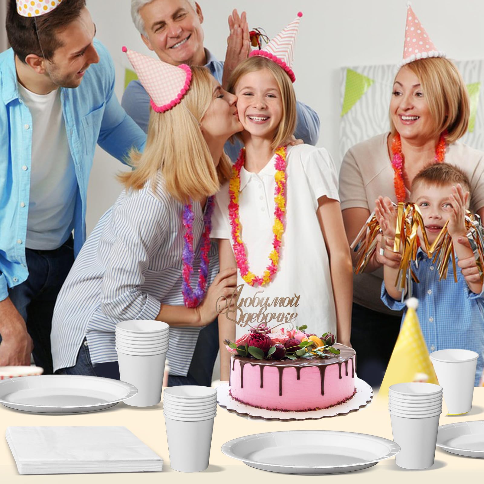 HGSHUO Partyservies voor kinderverjaardag, decoratie, verjaardag, feest, servies, tafelkleed, papieren borden, bekers, servetten, Happy Birthday