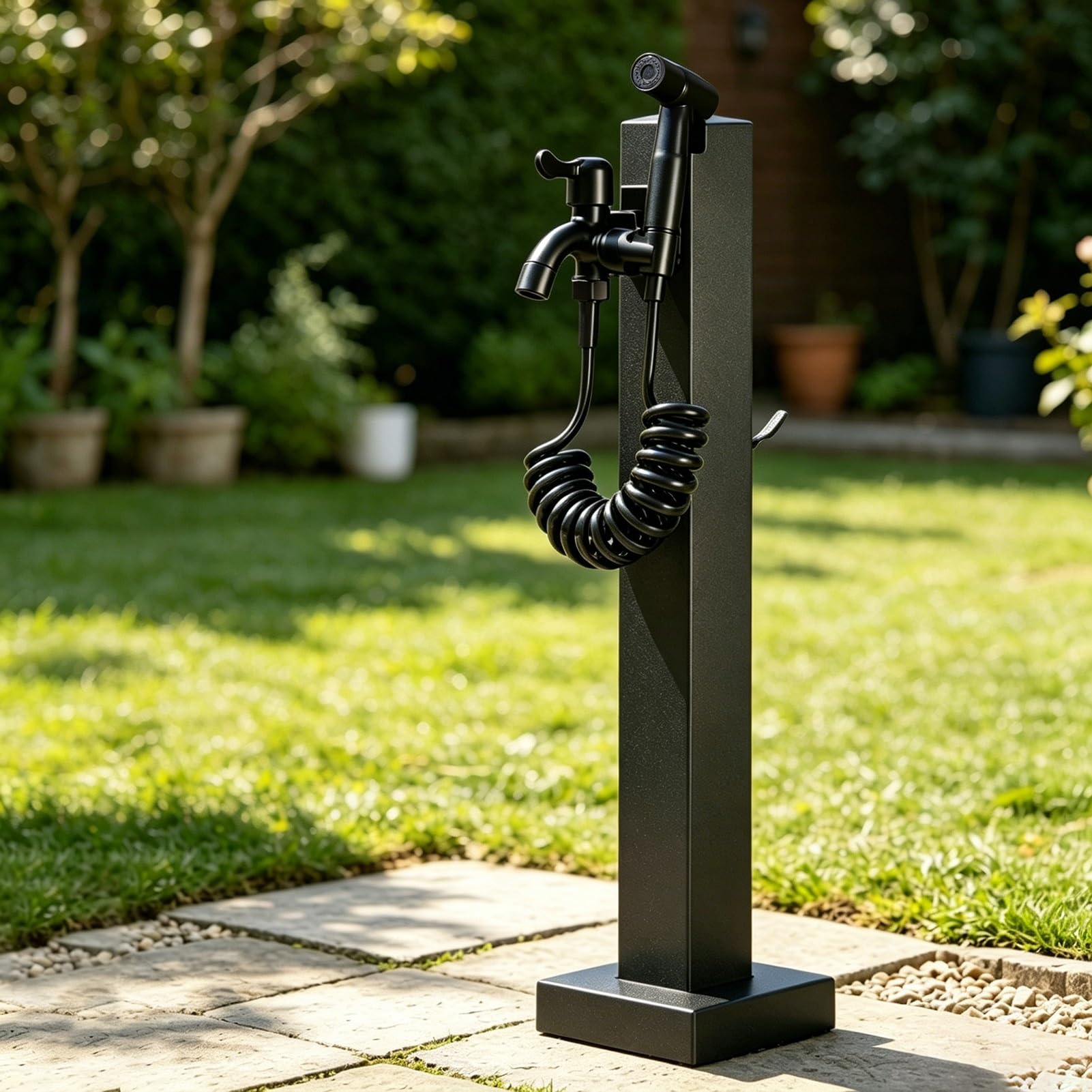 Outdoor Water Faucet, Freestanding Garden Water Column Yard Hydrant, Vertical Floor Mount Water Tap for Exterior Patio Backyard and Lawn(A,Height: 60cm/23.6in)