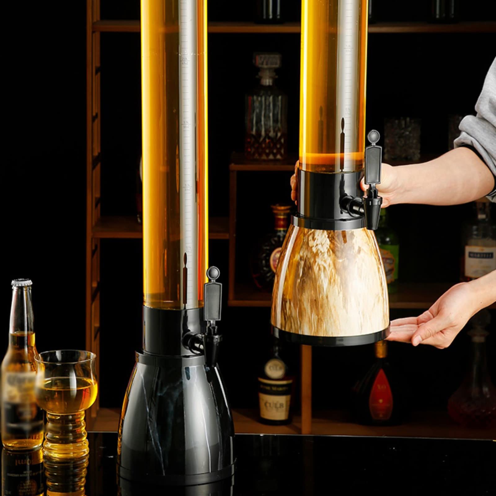 Dispensador de torre de cerveza Dispensador de cerveza de 1,5 l con grifo Dispensador de torre de cerveza Dispensador de bebidas multiusos Dispensador de cerveza comercial para restaurantes, bares D