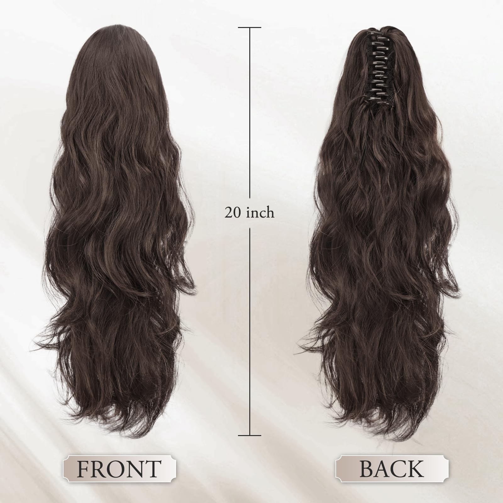 Dark Brown Synthetic Ponytail Extension 20 Inches with Claw Clip for Women Amazon.com : BARSDAR Dark Brown Ponytail Extension - 20 Inch  main image 2