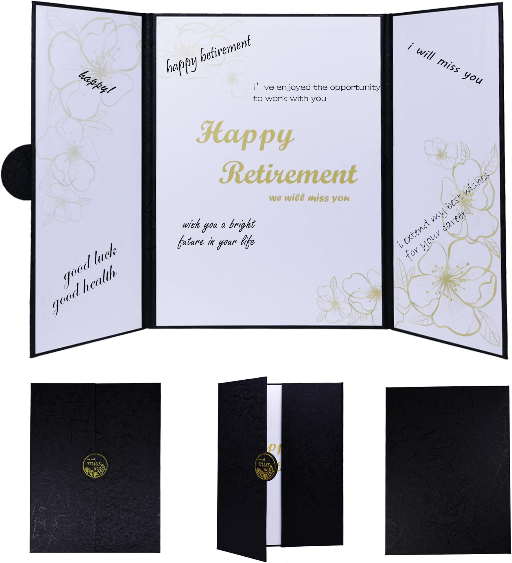 cidobi Retirement Guest Book Party Decorations, Black Gold