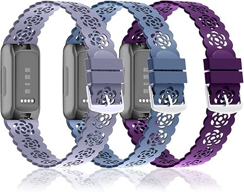 Miniatura 2 de Nigaee Paquete de 3 correas de silicona de encaje compatibles con Fitbit Inspire 3Inspire 2Inspire HRInspire, correas de repuesto ajustables y