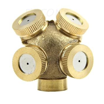 Generic 4 Holes Adjustable Brass Spray Misting Nozzle Gardening Sprinklers Irrigation