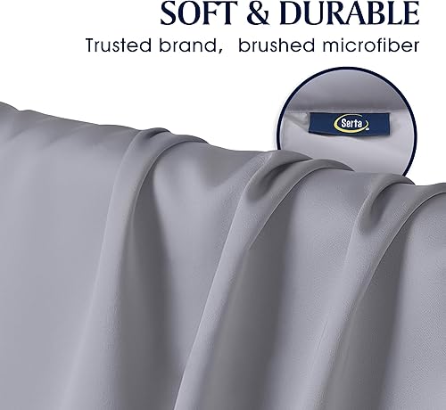 Miniatura 9 de Serta Manta de plumón suave y ligera, de microfibra blanca de relleno de 650 grados, manta de cama de lujo con ribete satinado de 2 pulgadas, manta