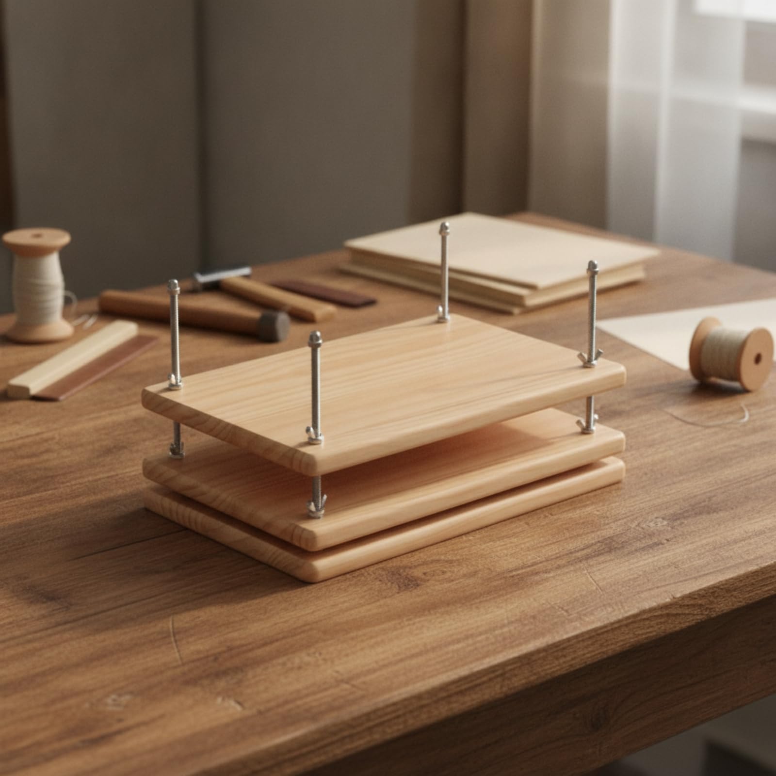predolo Pressa per Rilegatura da Tavolo Spessore Regolabile, Pressa per Rilegatura in Legno, Laboratorio