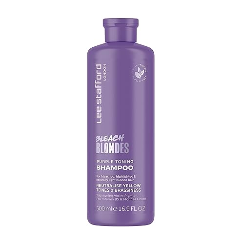 Miniatura 1 de Lee Stafford Bleach Blondes - Champú morado para cabellos rubios  16.9 fl oz neutraliza los tonos latones y amarillos  Para limpiador de cabello de