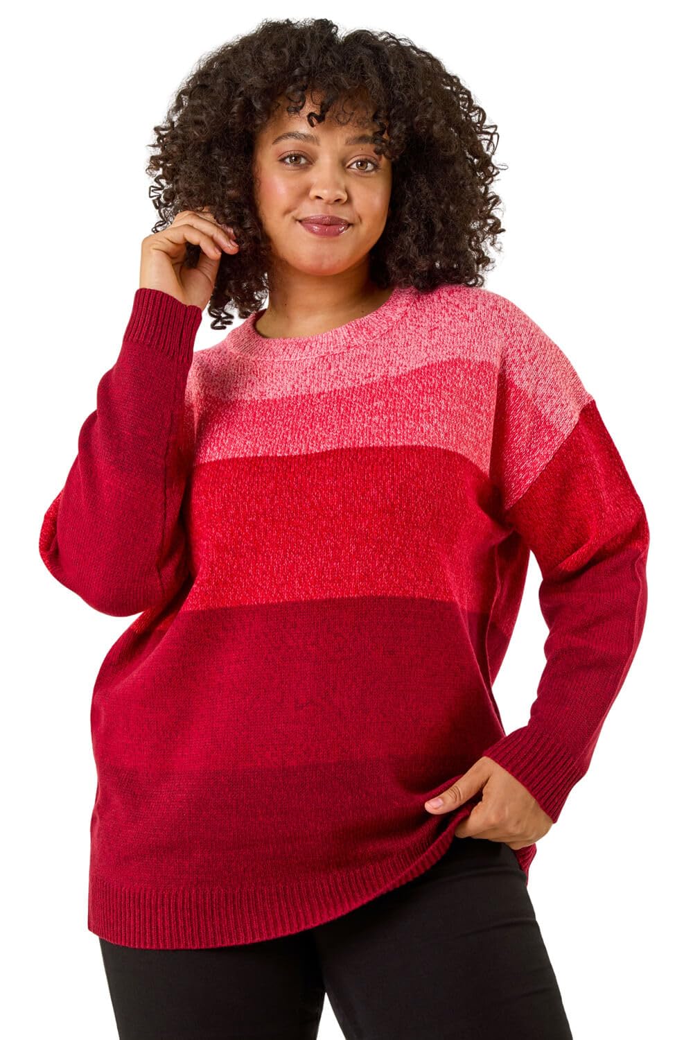 Roman Women's Red Curve Ombre Stripe Knit Jumper In | : 22/24