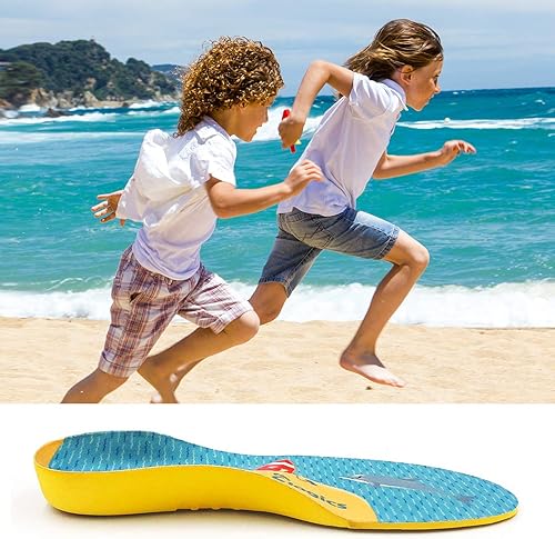 Miniatura 8 de Footlogics Fun Kids - Plantillas ortopédicas para zapatos con soporte de arco para el dolor de talón de los niños (enfermedad de Sever), dolores de