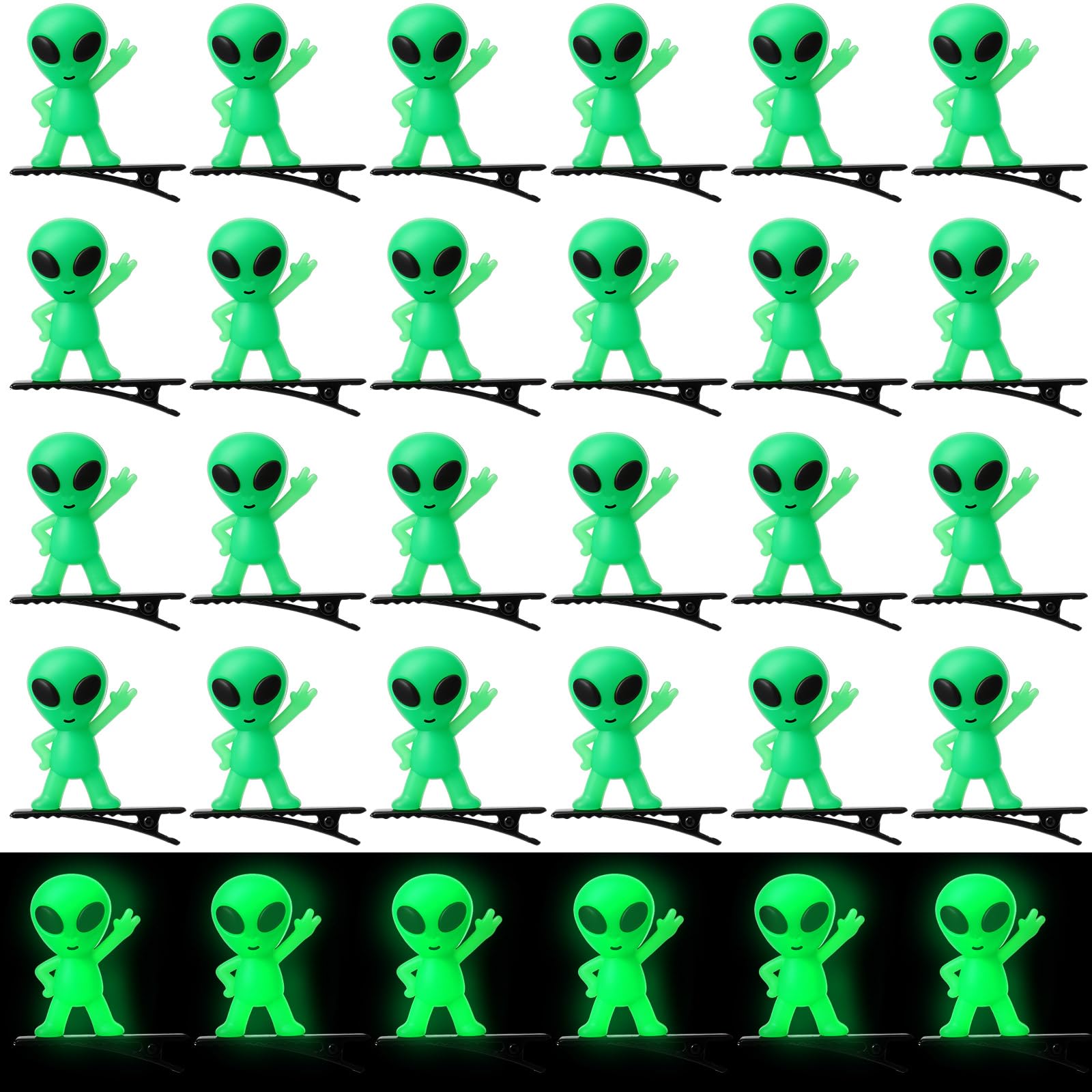 Photo 1 of Luinabio Glow Alien Hair Clips - Green