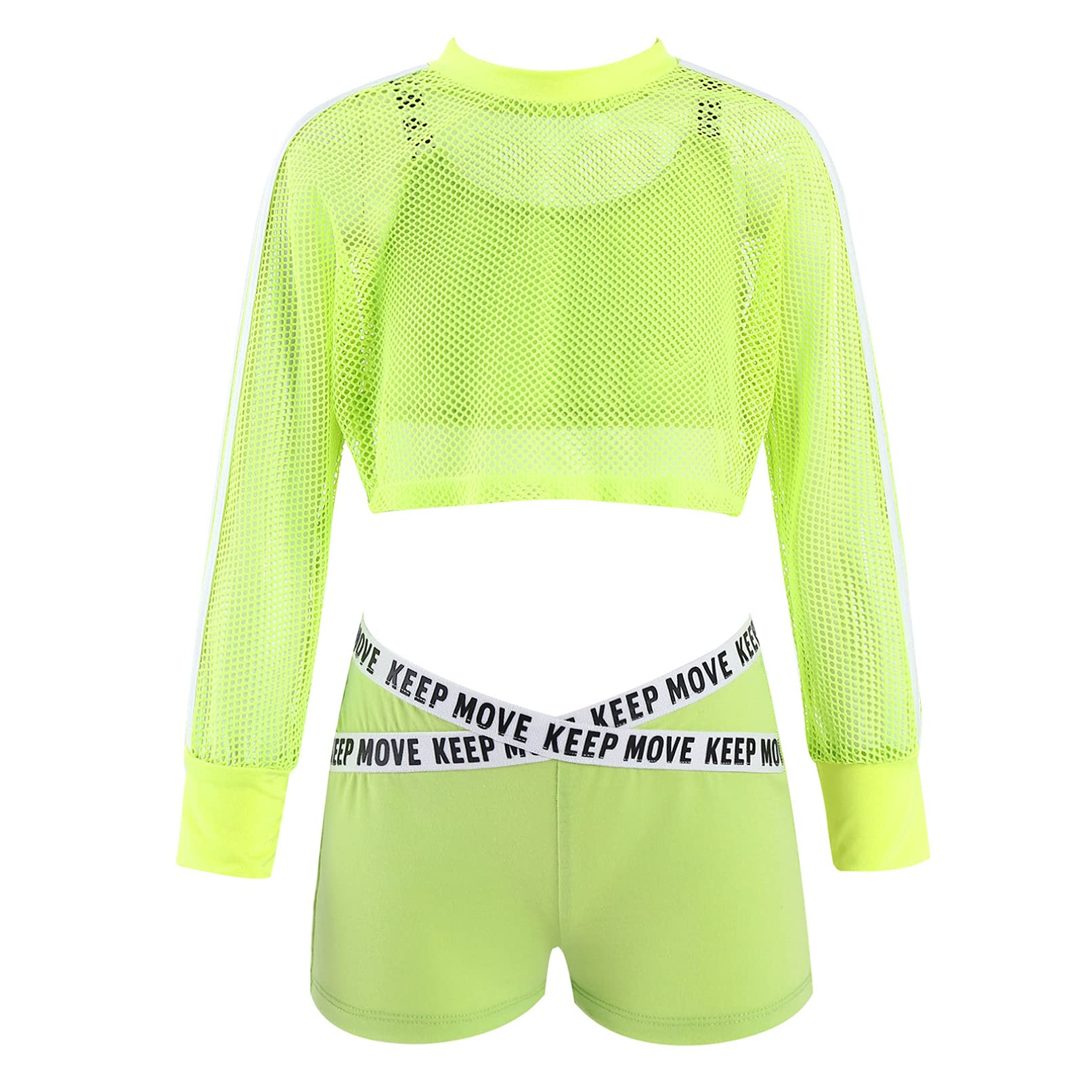 TiaoBug Conjunto Deportivo de Tres Piezas para Niñas Chandal Verano Sudadera con Malla Transpirable Ahuecada+Chaleco Deporte Tanks Top Corto+Pantalones Corto