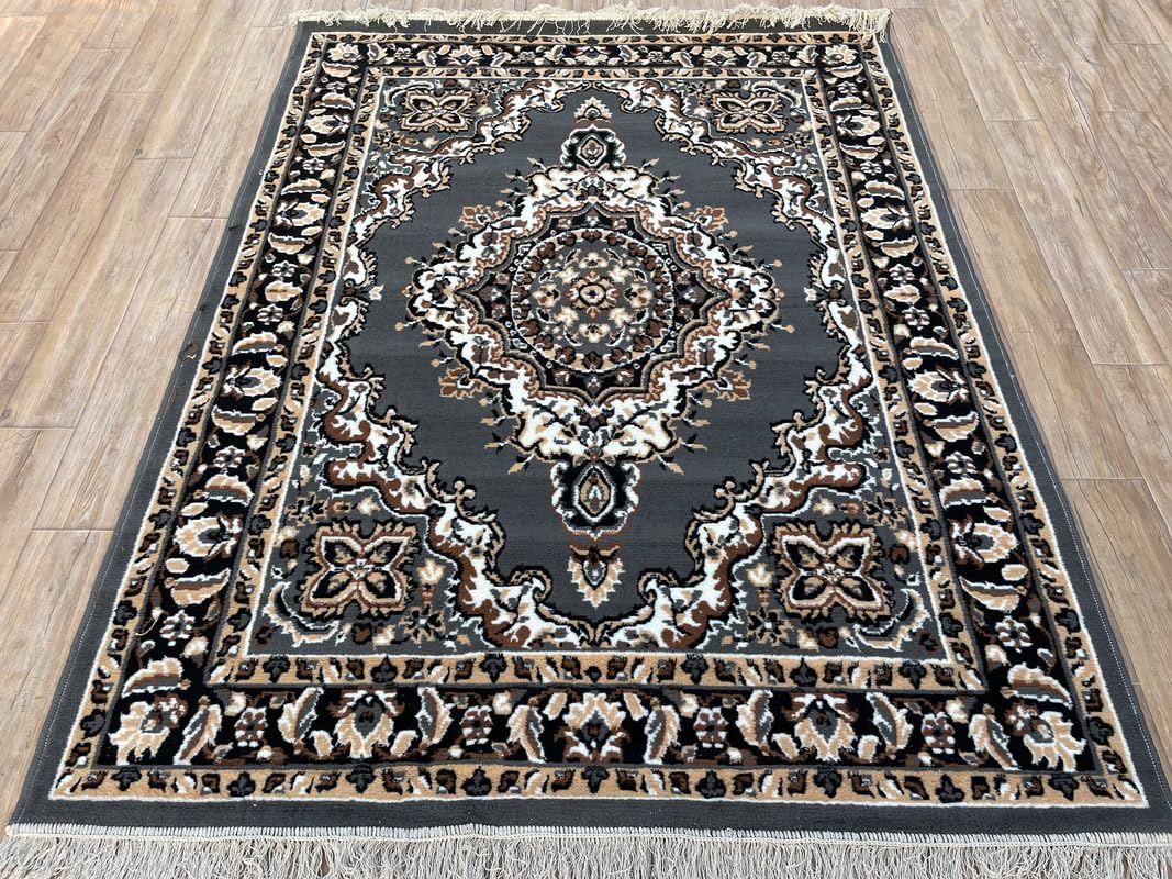 TTC THREAD & TEXTURE CARPET™ Traditional Comfort: Power-Loomed Carpets for Living Room- Every Space Area Rug Color Grey Size 6x8 Feet (180x235cm)