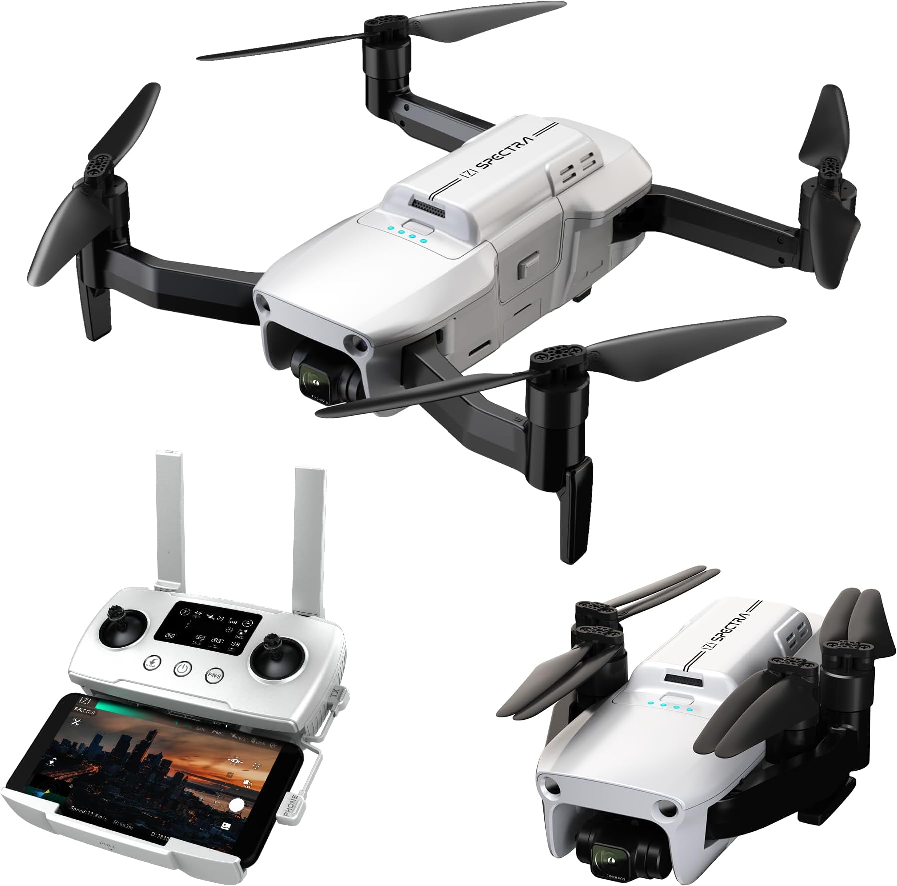 - Spectra Remote Controlled Drone with Camera 4K HDR Cinematic, 1" CMOS Sensor, 102 Min Flight, 22KMs Video Transmission, 3-Axis Gimbal, GPS Drone, Omni Obstacle Sensor, 1 Key RTH, 2 Batteries