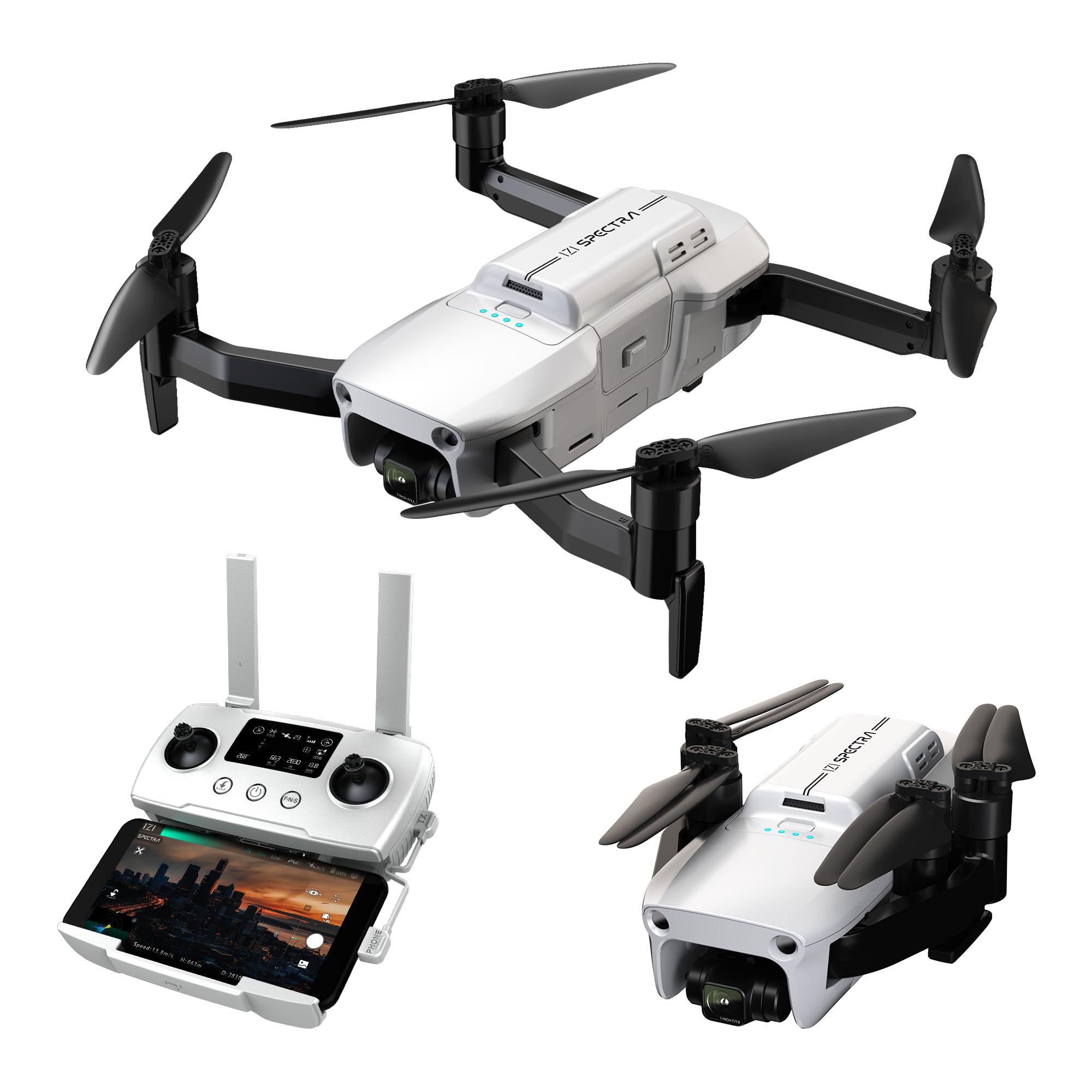 IZI Spectra Remote controlled Drone with Camera 4K HDR Cinematic, 1" CMOS sensor,102 Min Flight, 22KMs Video transmission, 3-Axis Gimbal, GPS drone, Omni obstacle sensor,1 key RTH, 2 Batteries-image-19
