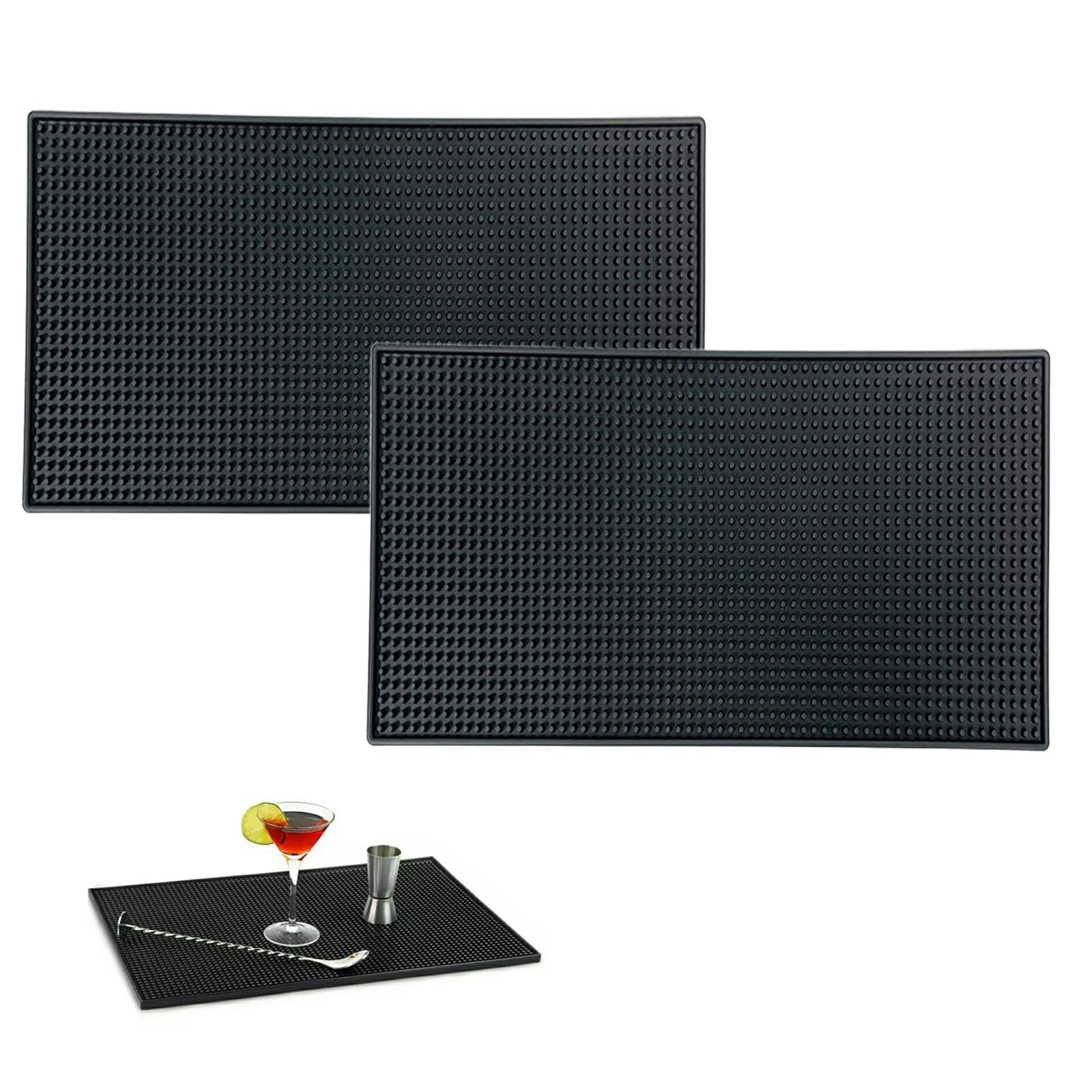Alfombrilla secar vasos antideslizante con relieve escurridor de PVC negro Relaxdays