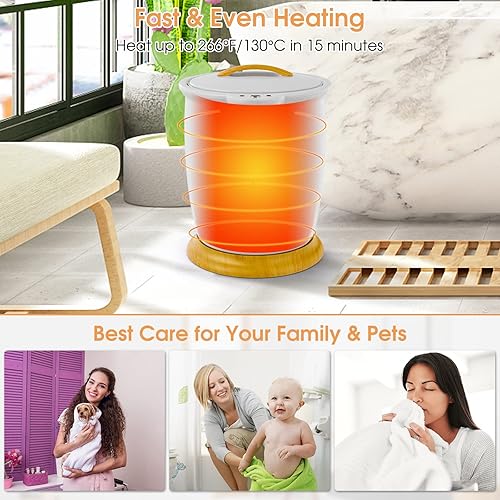 Vista 20 de Tangkula Cubo calentador de toallas de 21 litros para baño, calentador de toallas grande con tapa abatible, apagado automático en 60 minutos, se