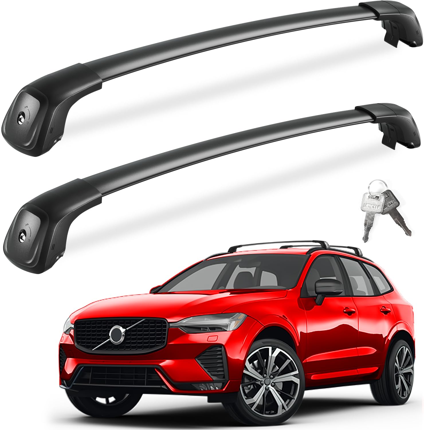 ローグ　404060 お急ぎ Amazon.com: FengYu Lockable Roof Rack Cross Bars 260lbs
