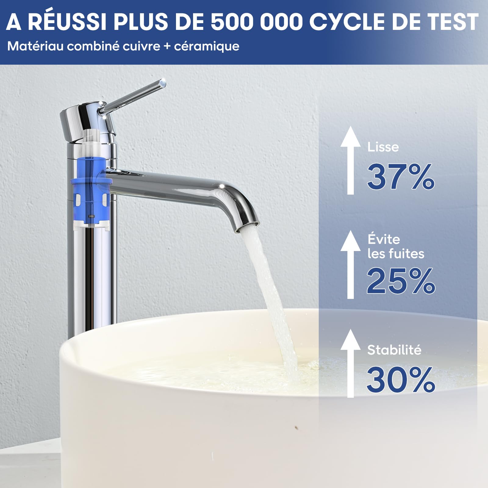 Mitigeur de Lavabo Haut Pivotant à 360°, BuntHaus Robinet pour Vasque à Poser, Robinet de Lavabo Salle de Bains, Chaud et Froid, Hauteur de Bec 204mm, Aérateur Amovible, Acier Inoxydable Chromé