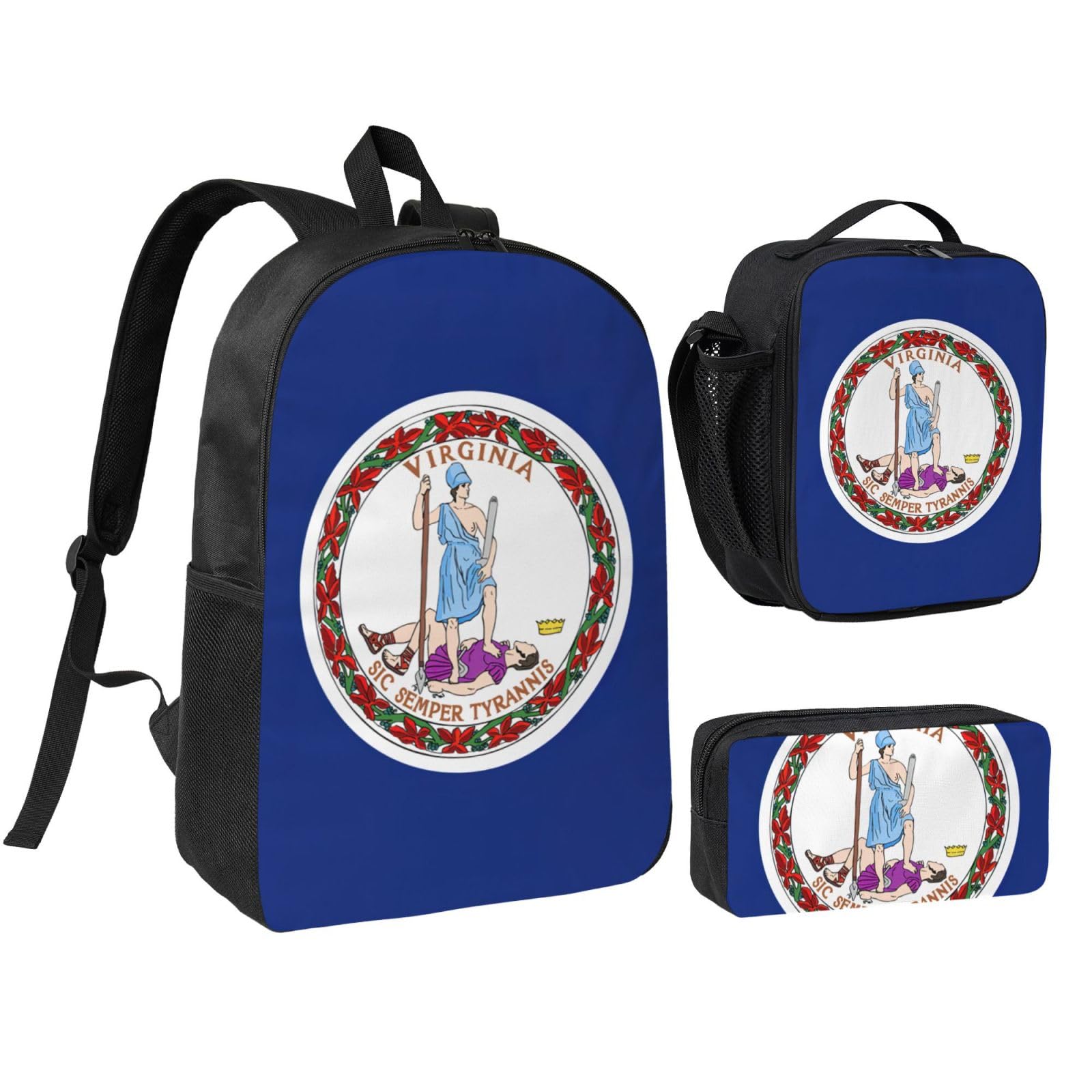 Sac à dos école drapeau Virginie EdWal avec boîte déjeuner et trousse - 8