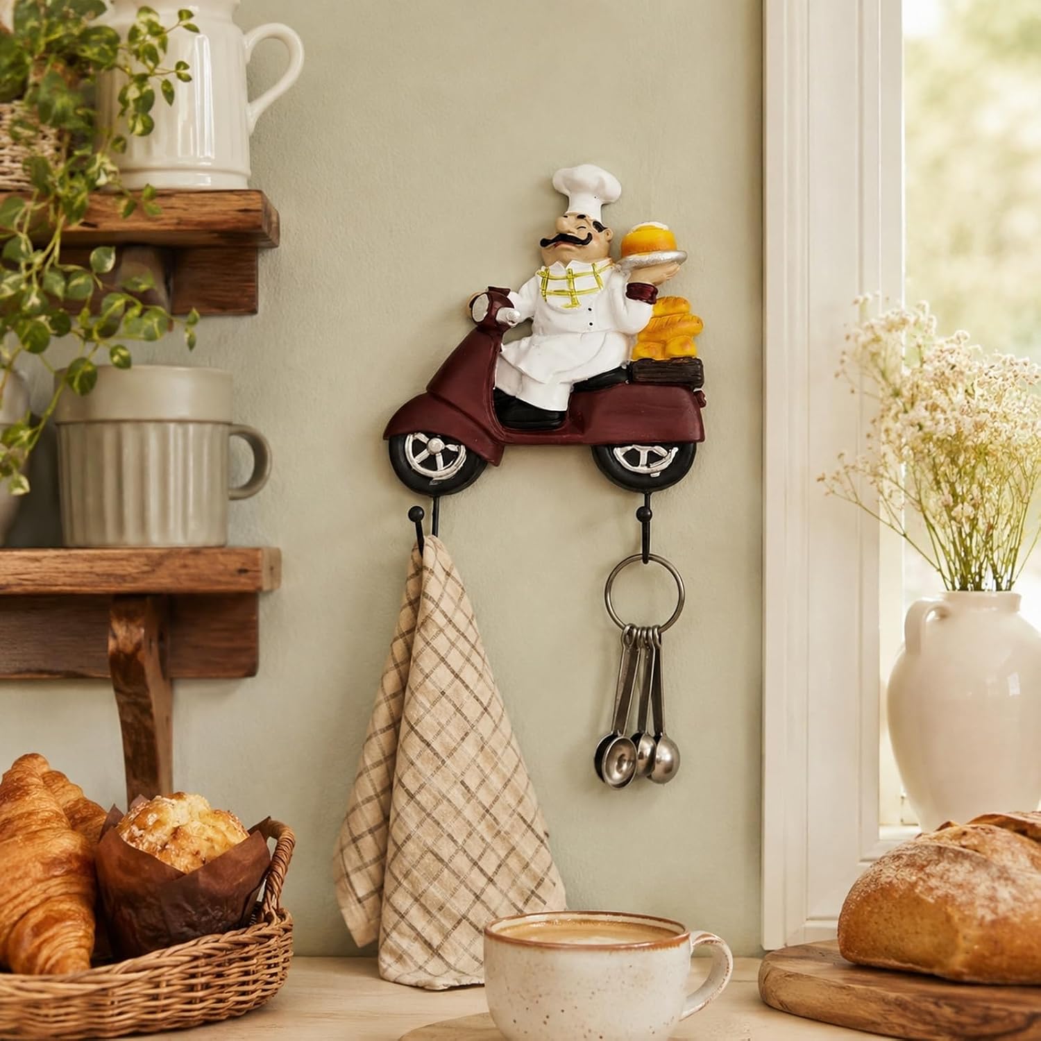 LUOZZY Fat Chef Apron Hooks Hanger for Kitchen Wall Decor