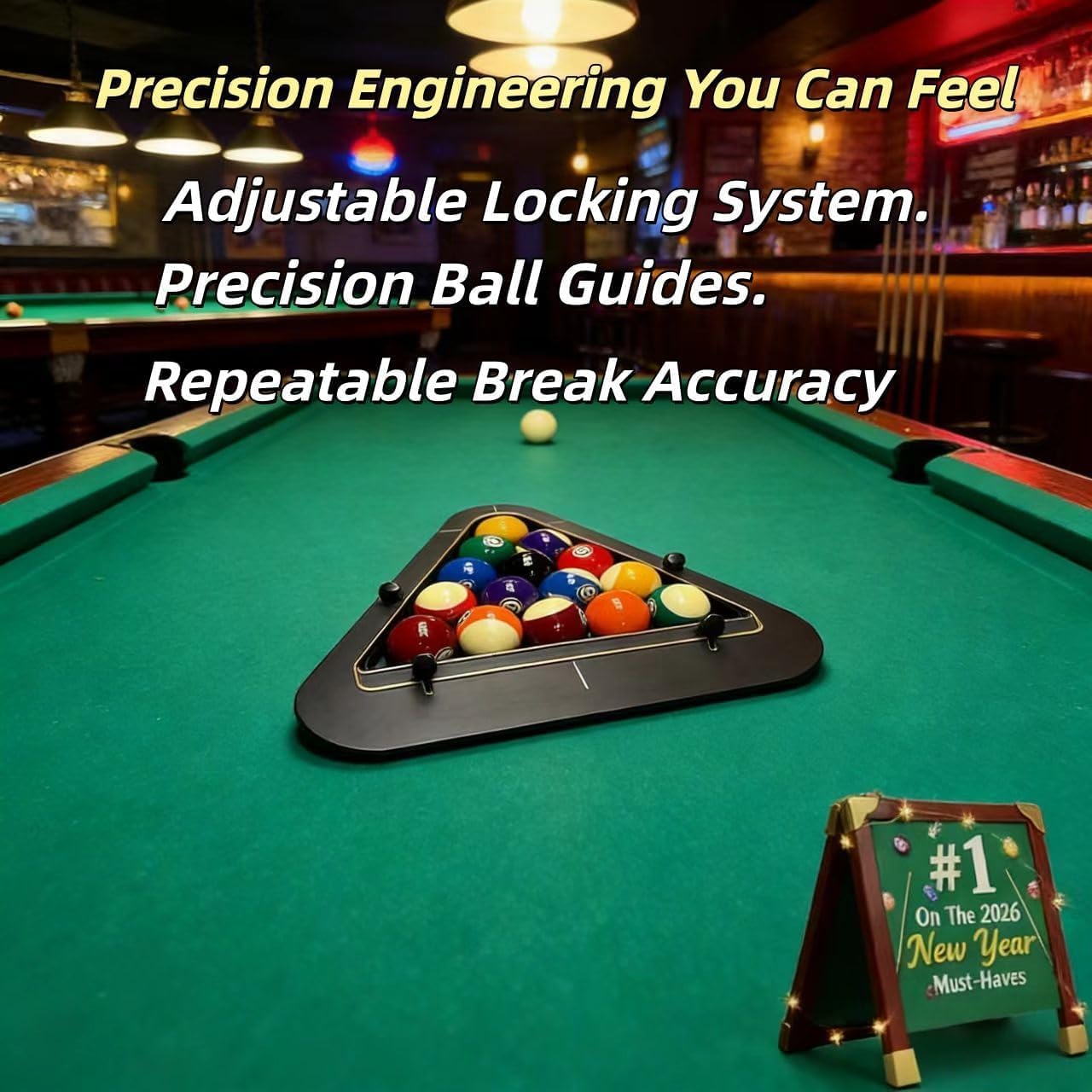 Professional Billiard Pool Rack System,Gap-Free Precision Ball Set for Perfect Breaks, Adjustable Solid Wood Triangle & Magic Rack, Heavy Duty 8-Ball & 9 Ball Rackaccessory