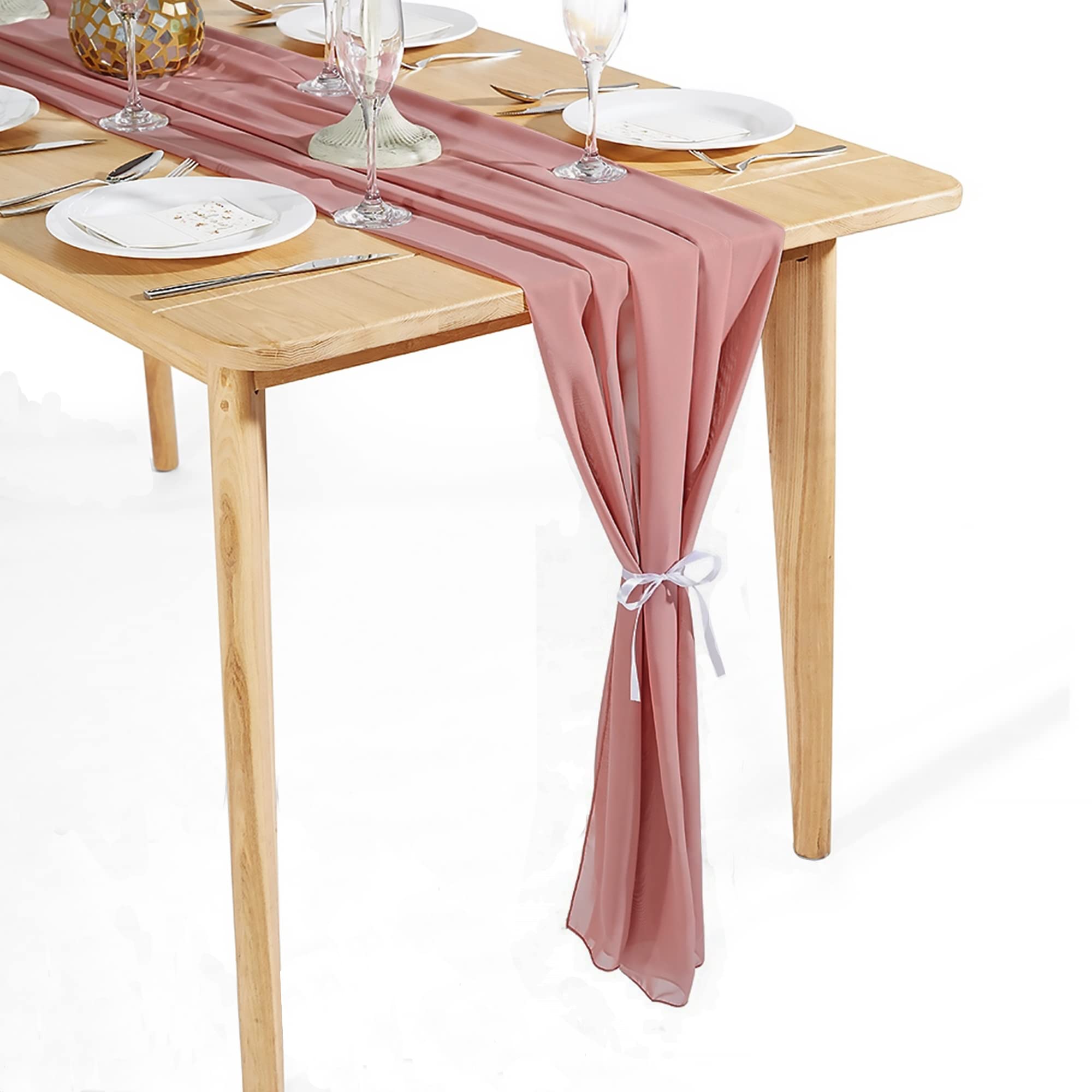 Time to Sparkle 5PCS 10FT Chiffon Table Runner (Cameo Pink)