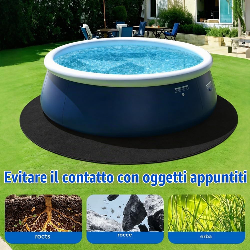 4M Tappetino Rotondo per Piscina, Tappetino per Piscina Fuori Terra, Feltro Tappeto Protettivo, Tappetino Piscina Extra Spesso per Piscina, Prolunga Durata del Rivestimento