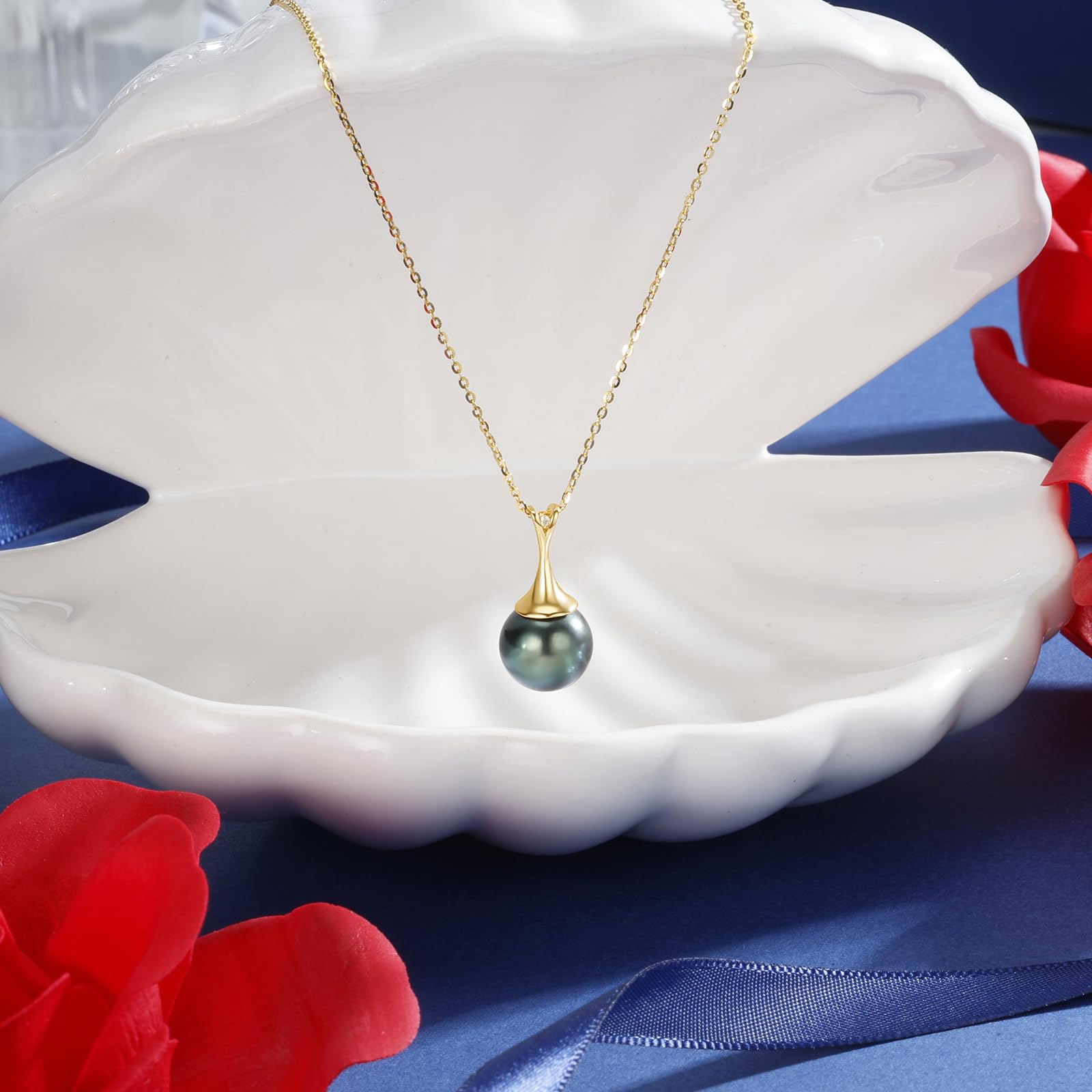 Regalos para esposa, aniversario, día de la madre, regalo para mamá, collar de perlas negras de Tahití, regalo para mujeres, cumpleaños, Navidad, día de San Valentín, regalos para ella