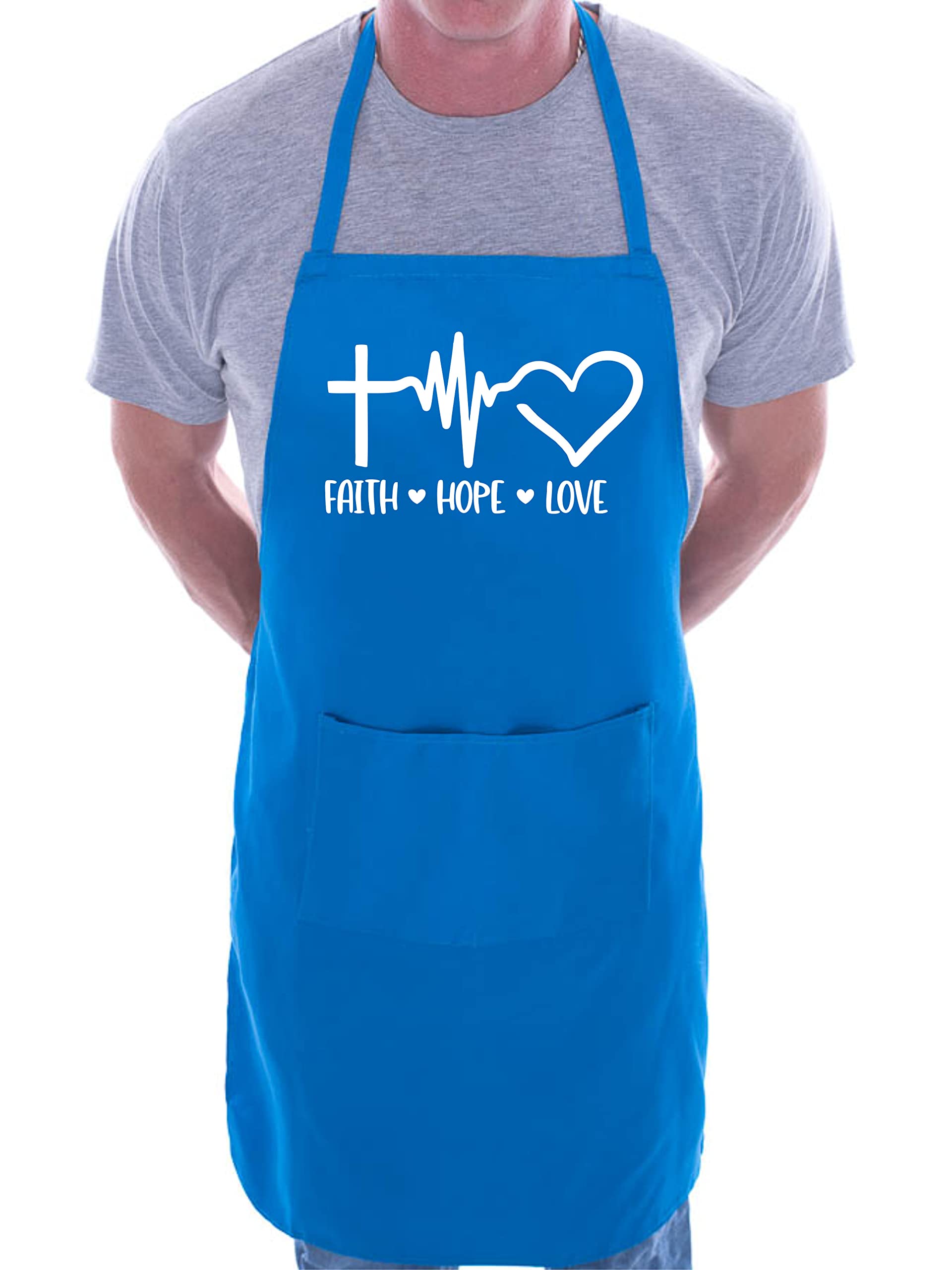 Print4u Unisex Blue Faith Hope Love Apron Church Christian Gift Cooking Baking Bbq
