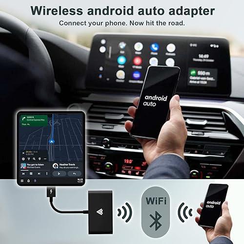 Miniatura 8 de Adaptador automático inalámbrico para Android, enchufable a través de USB inalámbrico Android Auto Dongle, compatible con teléfono Android y Car