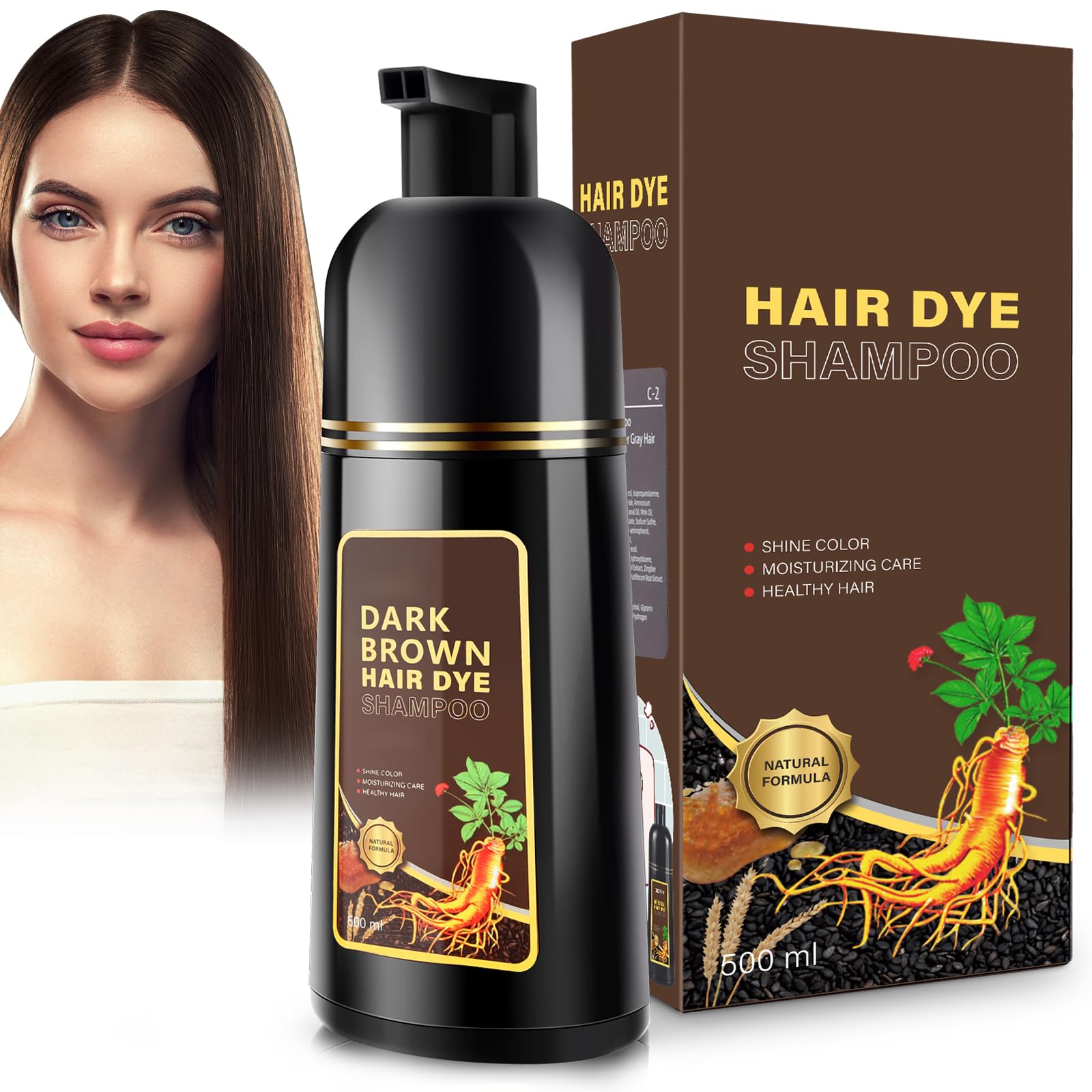Amazon.com : GDRFNP Dark Brown Hair Dye Shampoo 3 in 1 for Gray