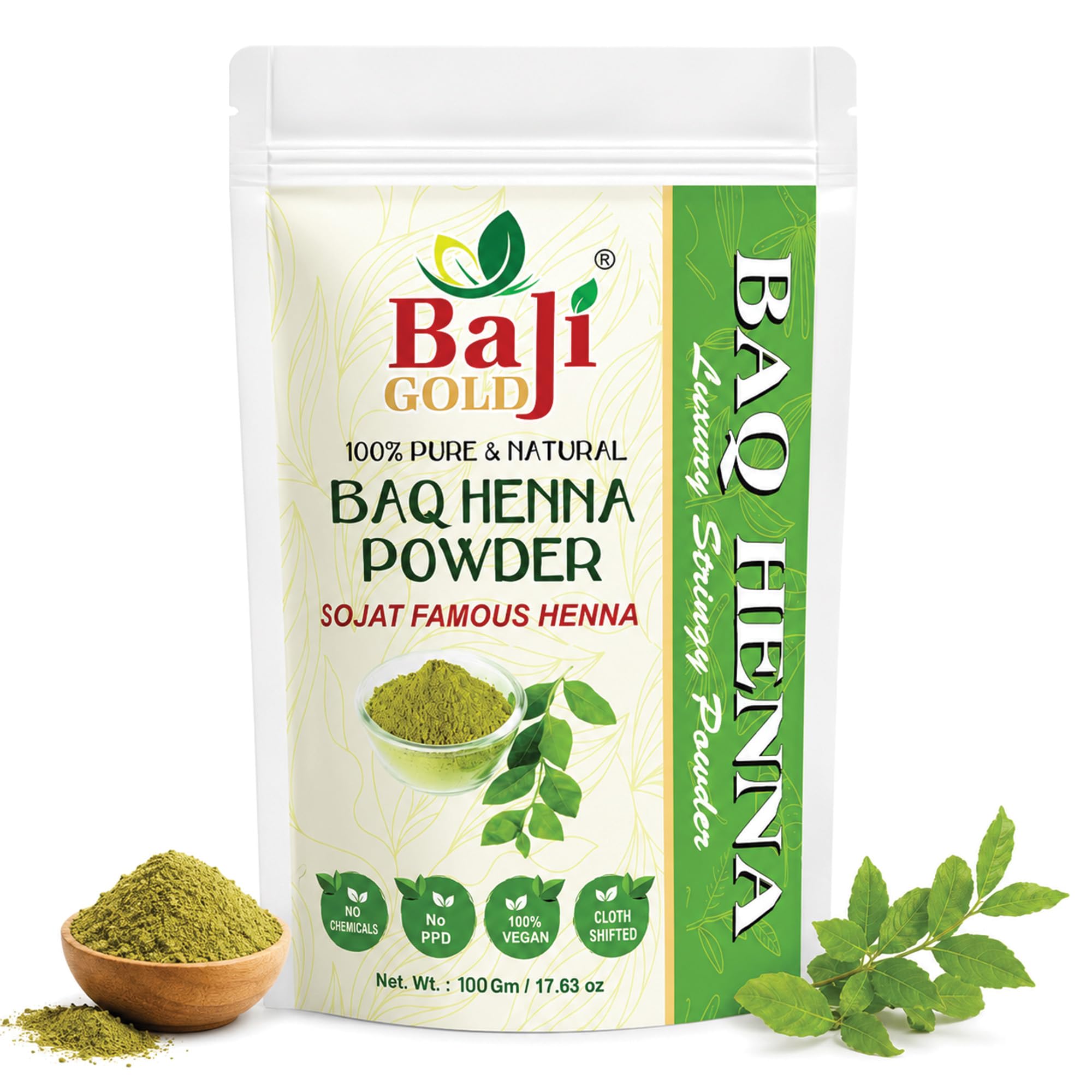 Natural BAQ Henna Powder 100gm for Hand Mehendi | Smooth and Fine Herbal Mehndi Powder for Dark Stain | Traditional Mehandi Powder for Bridal and Festival Use-image-42