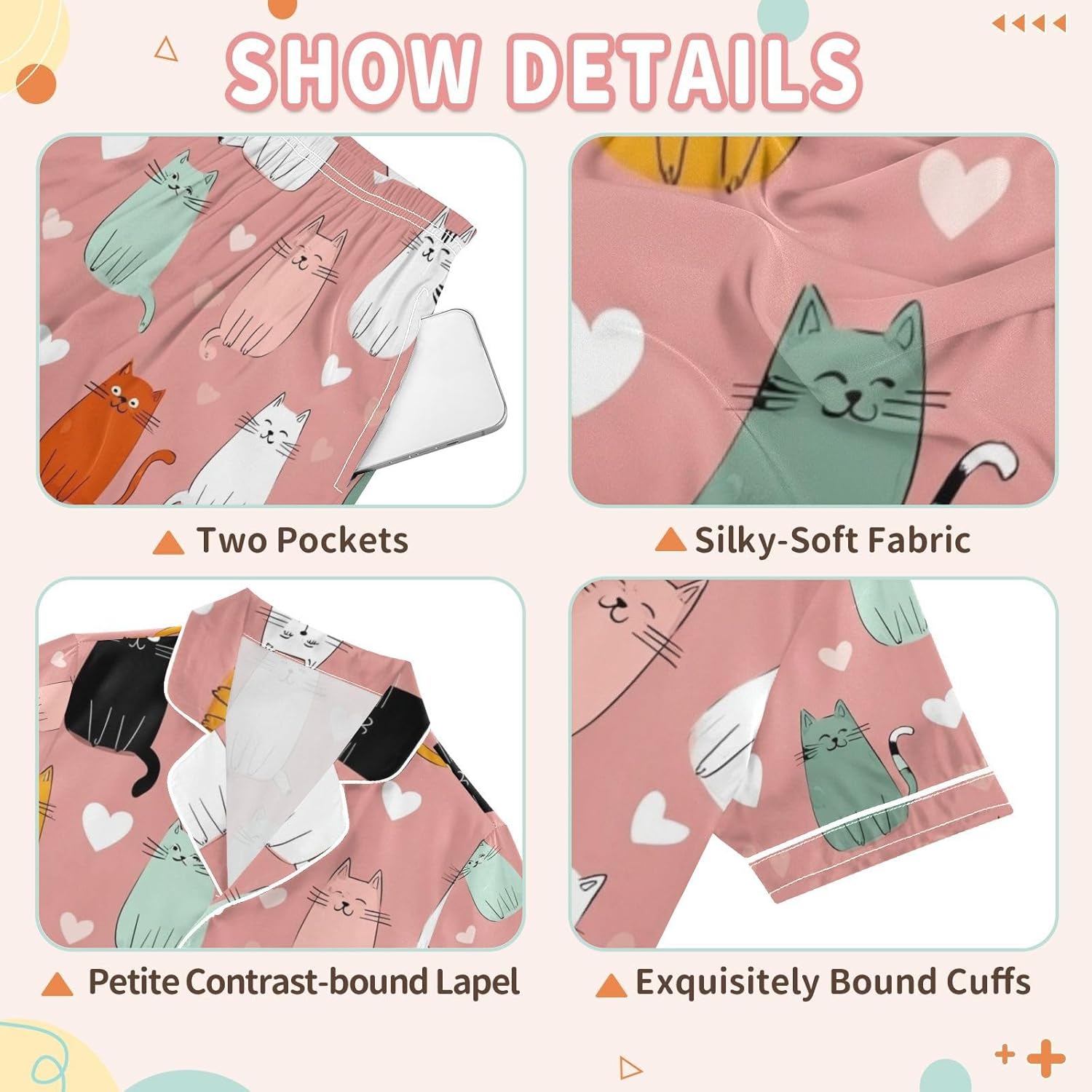 Silk Pajamas Sets Soft Satin 2 Piece Pjs Set Short Sleeve Sleepwear Nightwear