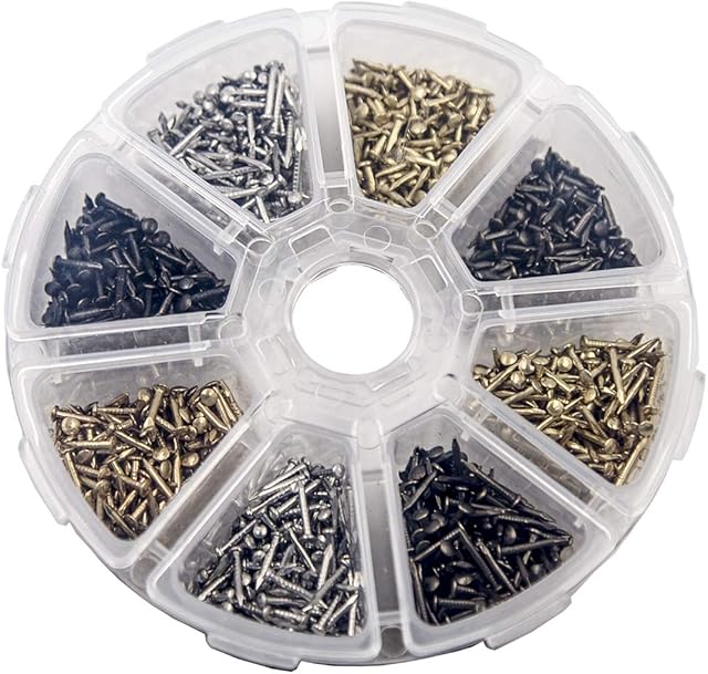 Small Tiny Nails Hardware Wooden Nails for Woodworking Antique DIY Decorative Box Accessories Mini Nails Gold Silver Bronze 1x6mm 1x8mm 1x10mm Boxed 1600PCS
