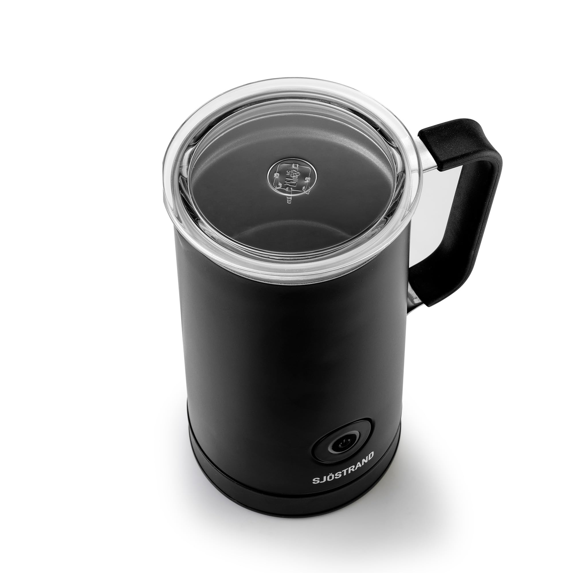 Sjöstrand Coffee Mousseur à lait électrique, en acier inoxydable, pour lait chaud et froid, revêtement anti-adhésif (noir mat)