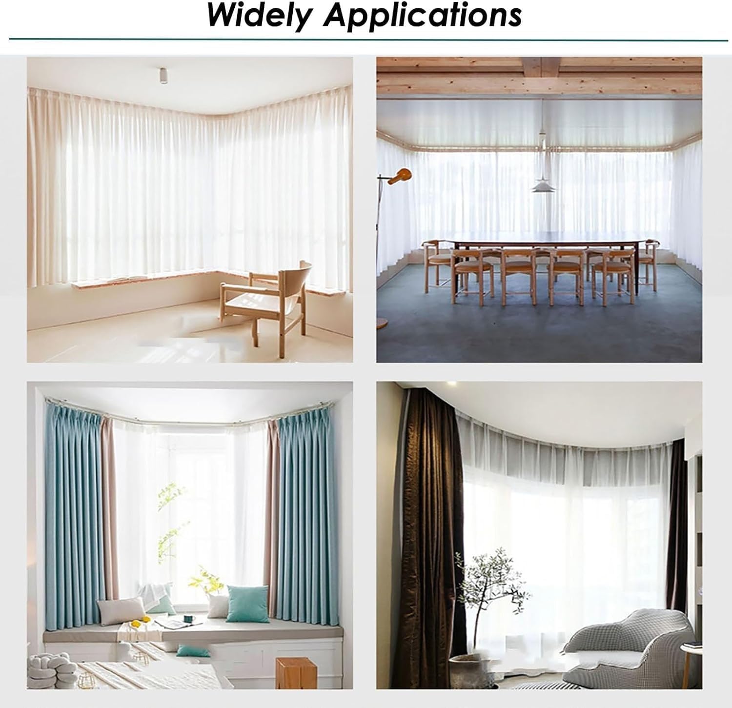 Curtain Track Gliders With Clips, Bay Windows/Dressing Room/Shower Corner Curved Curtain Tracks And Fittings(Wall Mount,2m)