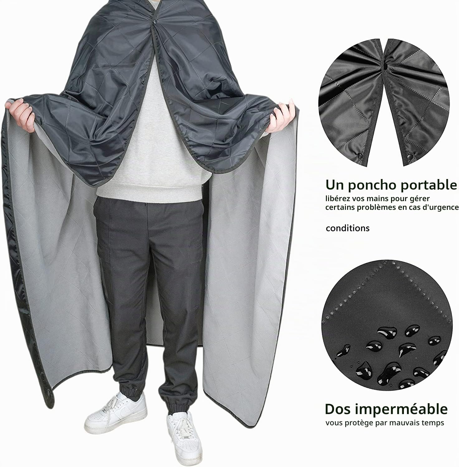 ACUSHLA Couverture polaire imperméable pour temps froid, extérieur, plage, pique-nique, stade, football, voiture, isolée, coupe-vent, résistante au sable et lavable en machine, 145 x 200 cm, grise