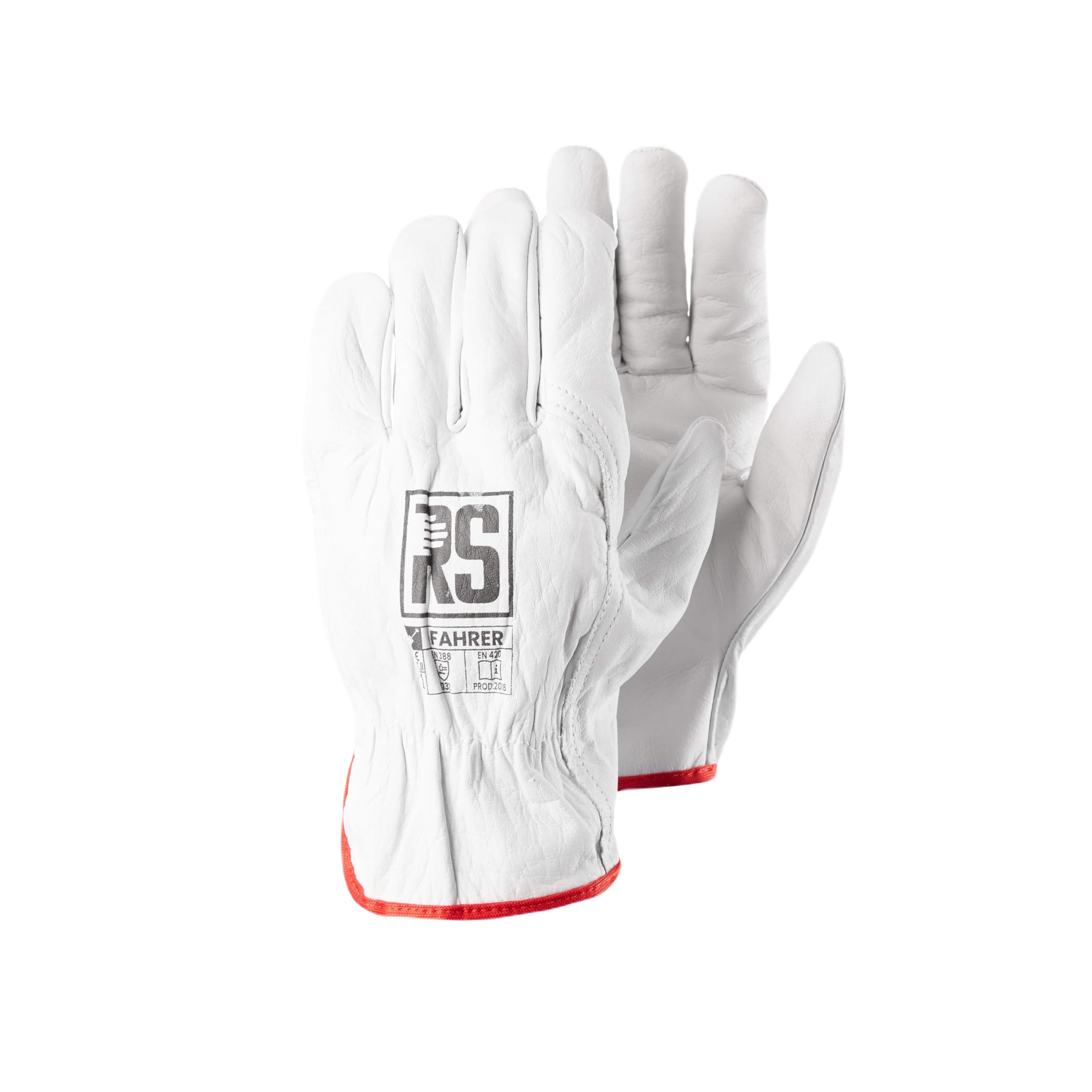 RS Gants de montage en cuir de qualité supérieure - Taille 10-12 paires - Blanc - En cuir de vache de qualité supérieure - Gants de travail - Exigence de précision